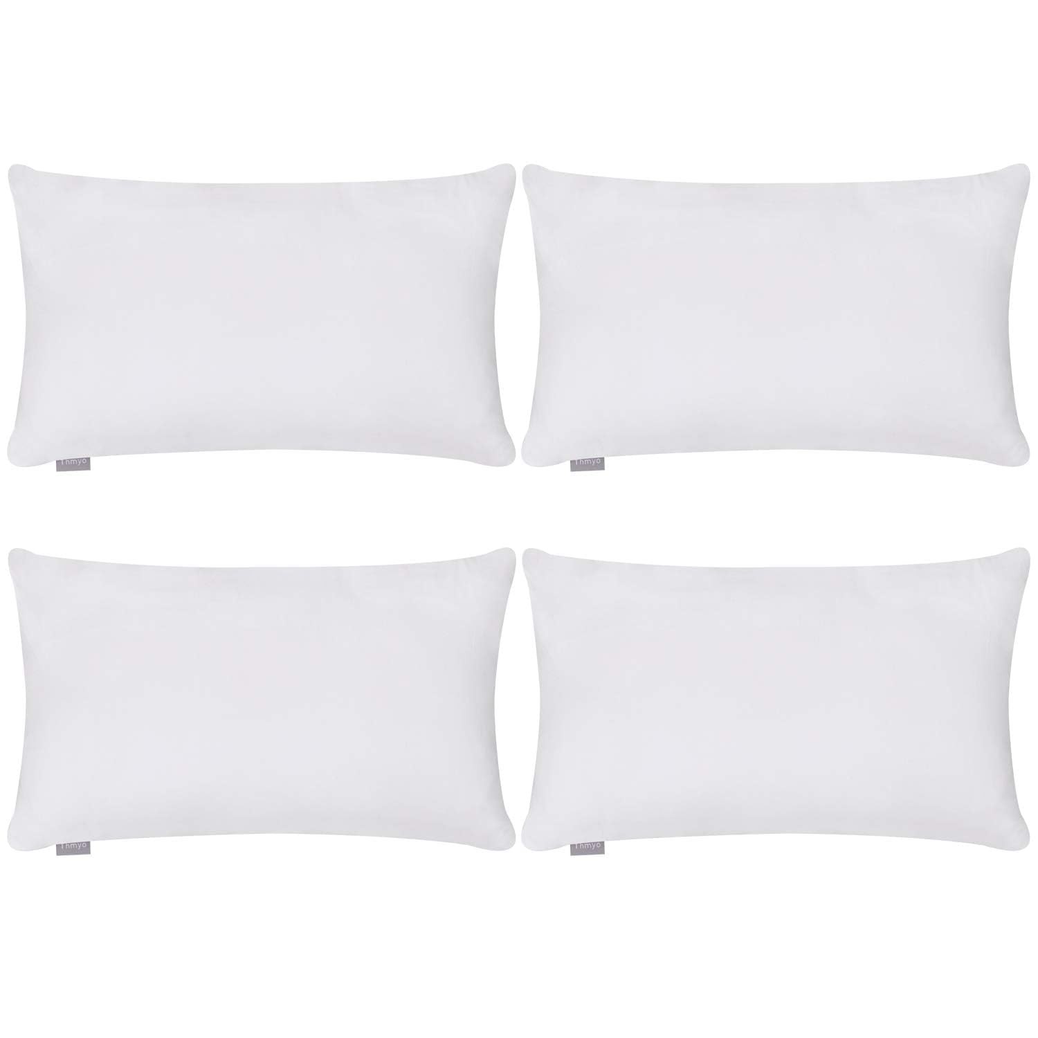 Thmyo 4-Pack 100% Cotton Lumbar Comfortable Solid 12x20inch/30x50cm, White