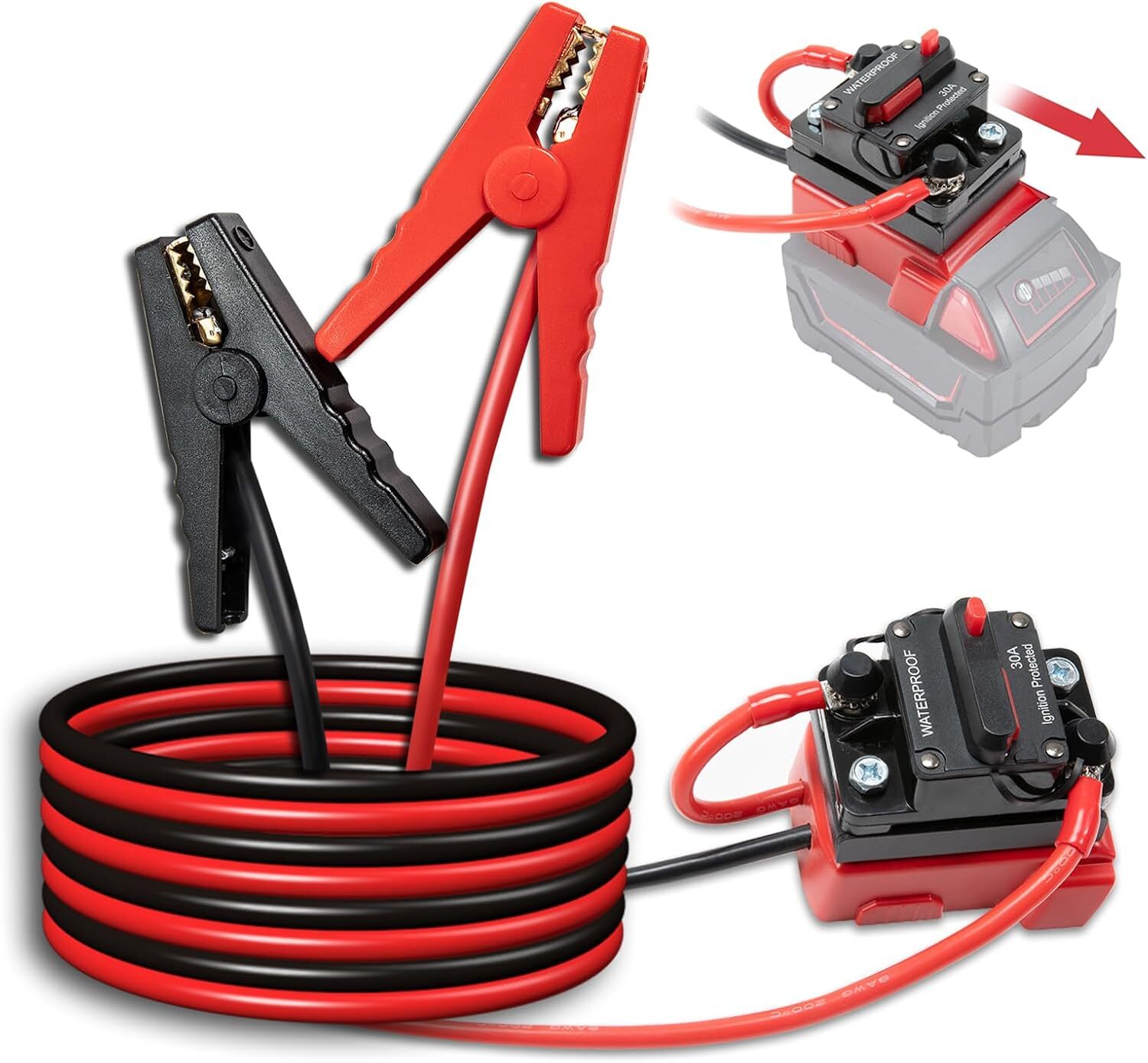 Upgrade Surge Protection Jumper Cable Clamps for Milwau/kee M18 18V Battery