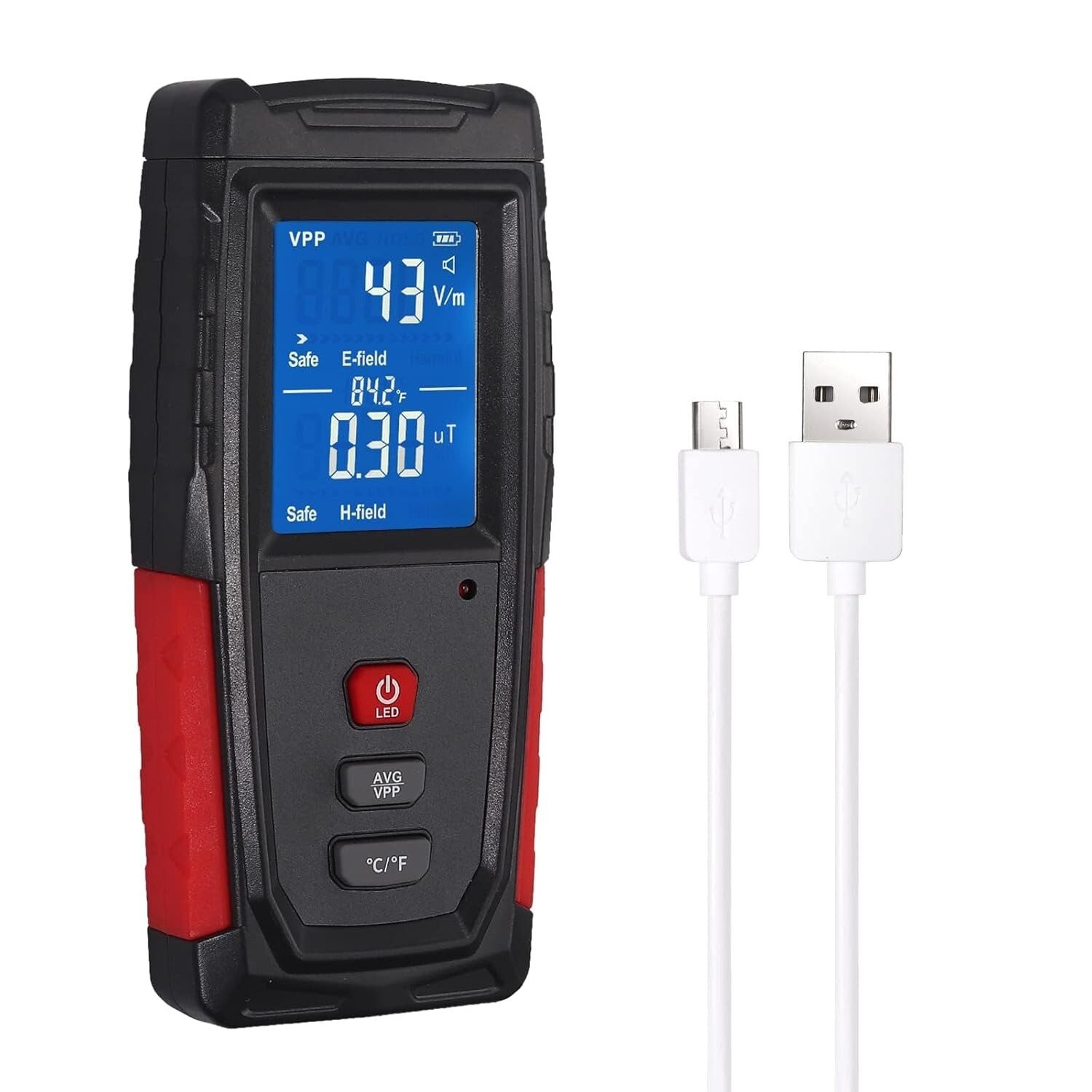 EMF Meter, Rechargeable Digital Electromagnetic Field Radiation Detector USB NEW