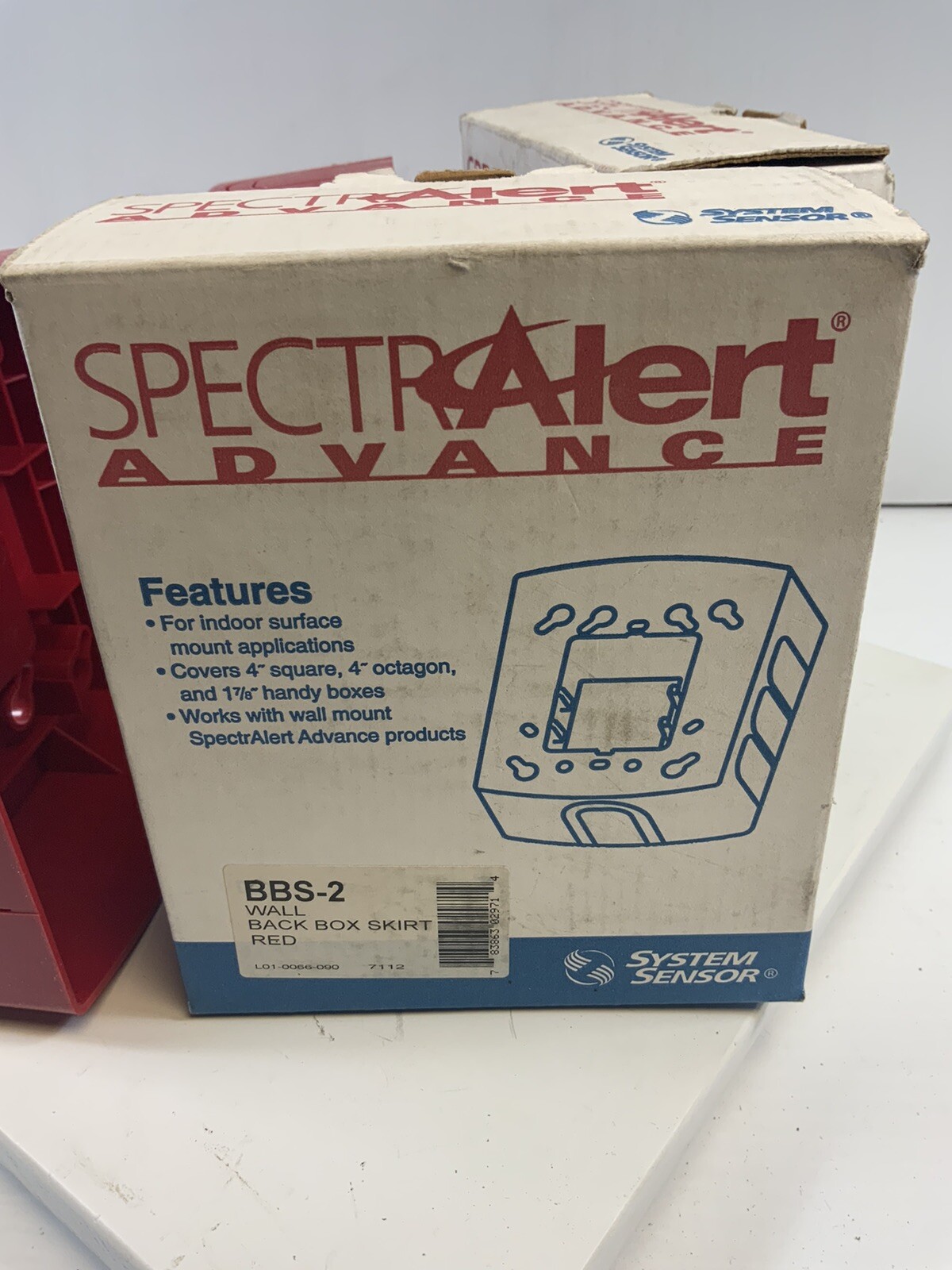 (2) System Sensor BBS-2 SpectraAlert Surface Mount Red Fire Alarm Box Skirt