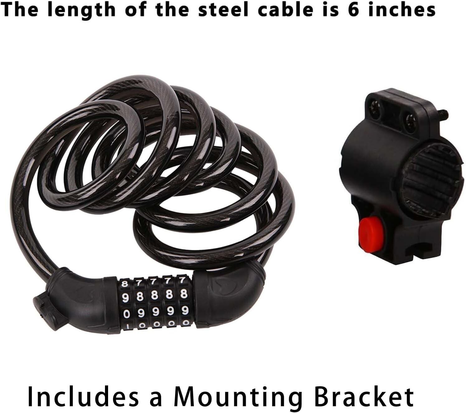 2Pack 6FT Extra Long Cable Combination Bike Locks, 5 Digits Retractable Security