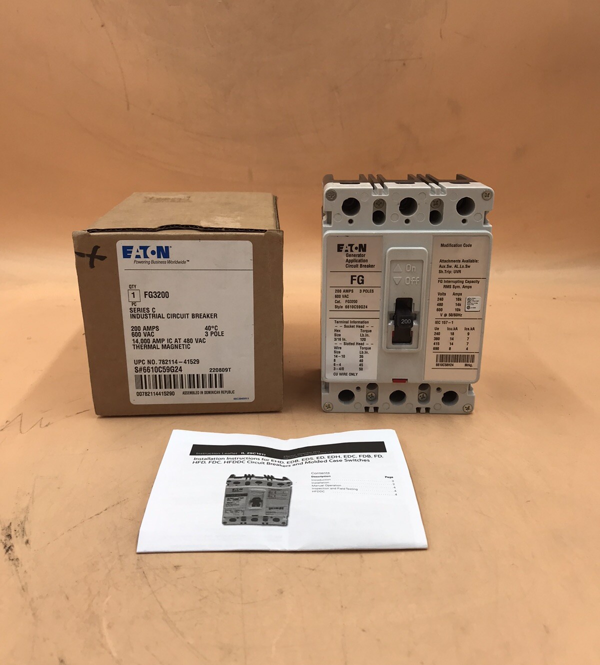 HOUSTON STOCK NEW EATON FG3200 TYPE FG 200 AMP 600V FREE 2 DAY AIR BUY NOW