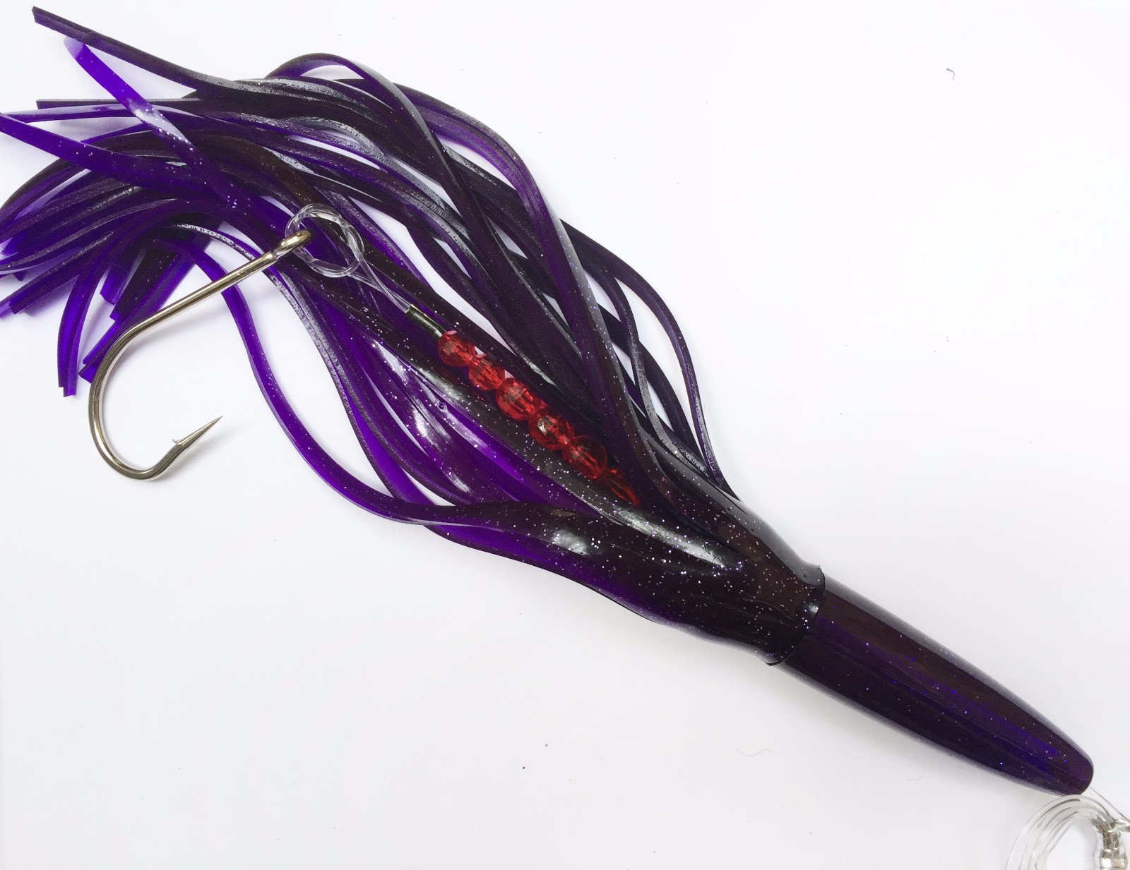 12" RIGGED GREEN MACHINE STYLE LURE TROLLING TUNA MARLIN - BLACK/PURPLE SOLID