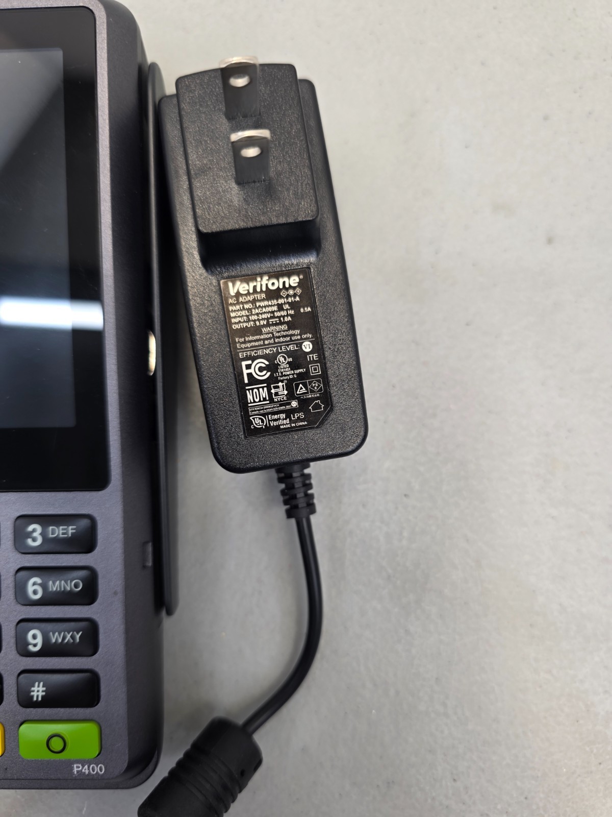 VeriFone P400 Plus Credit Card Reader with Cables PSU