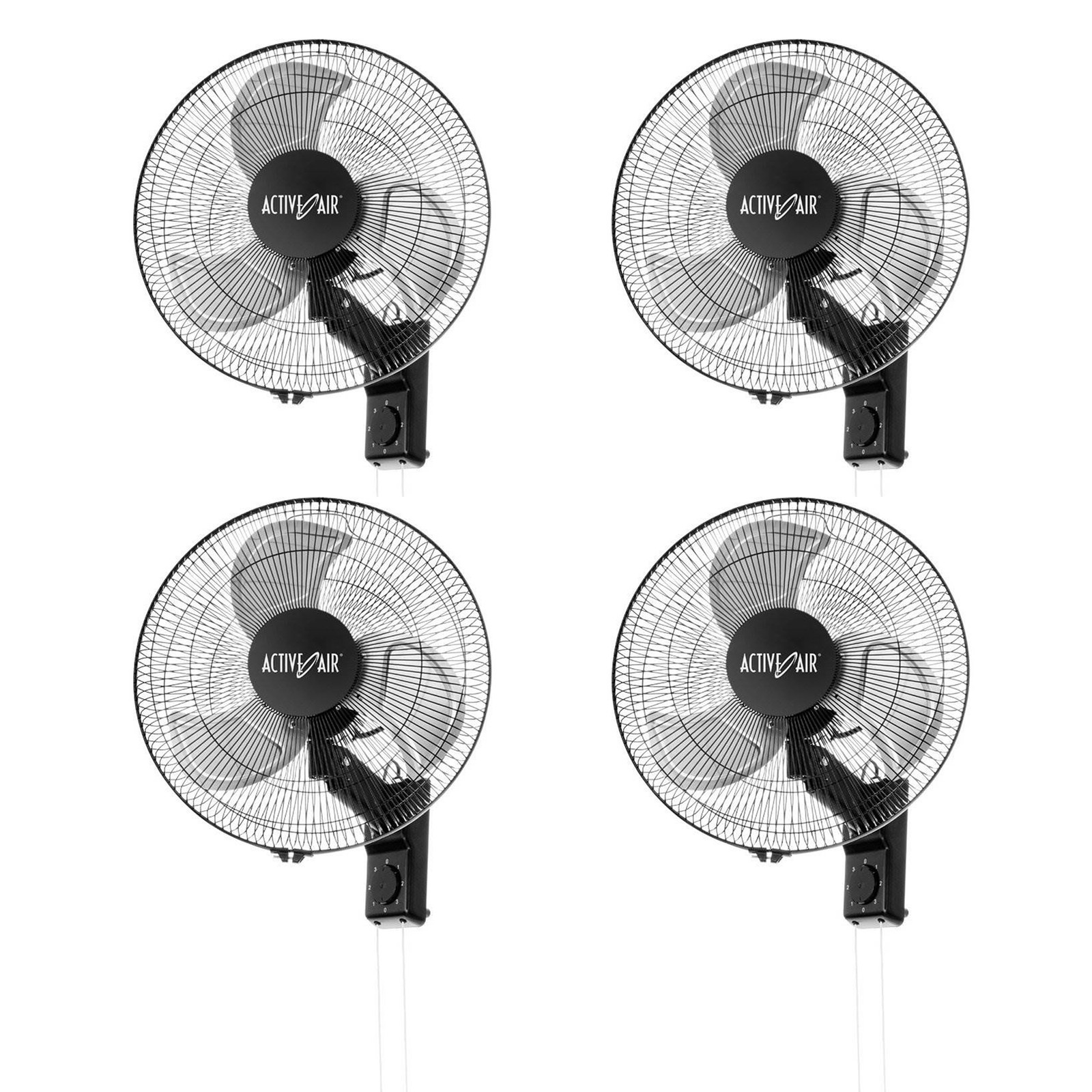 Active Air ACFW16HDB 16" 3-Speed Metal Mountable Oscillating Tilt Fan (4 Pack)