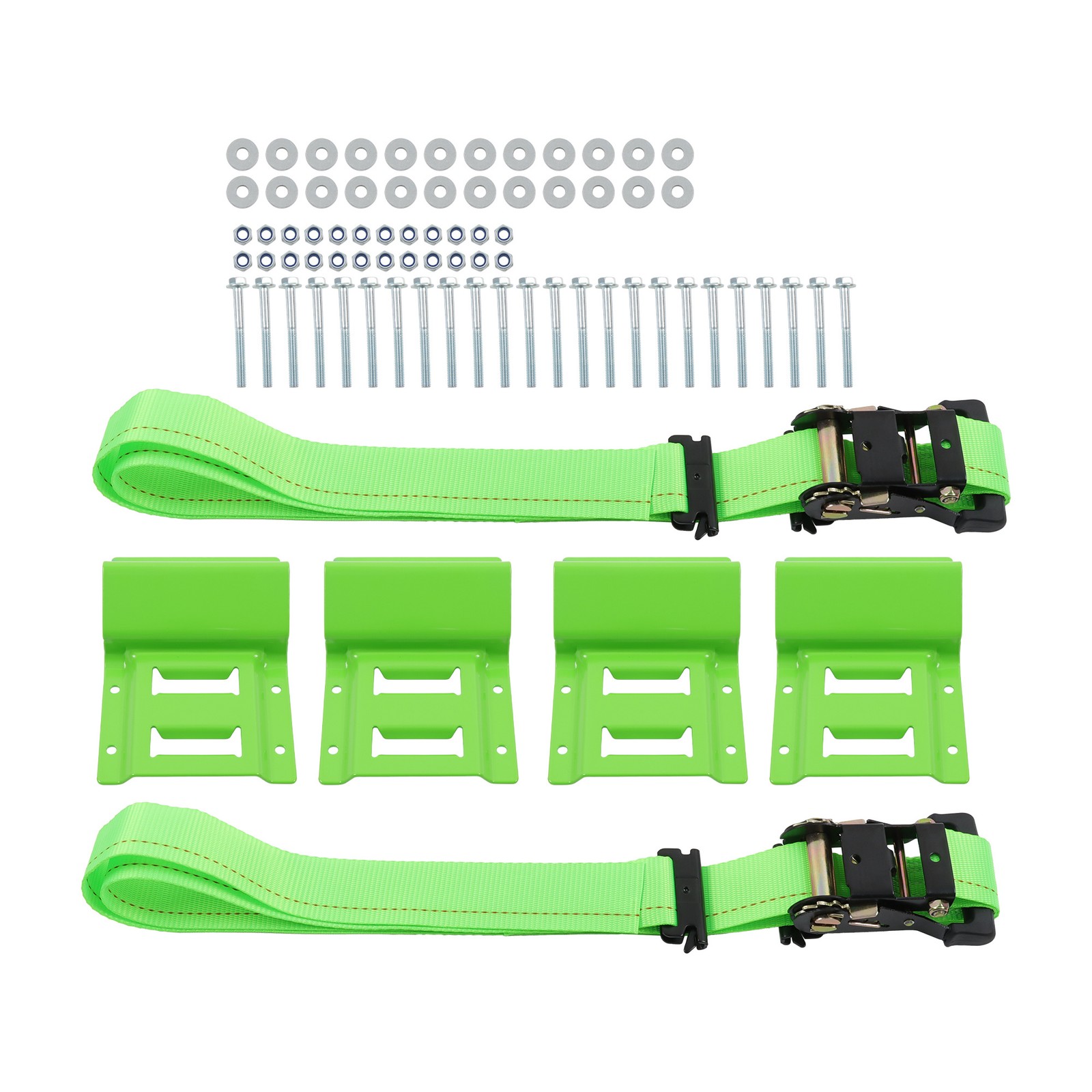 Labwork 2" x 6' Trailer Tire Straps Heavy Duty Wheel Chock Tie Down Straps Set
