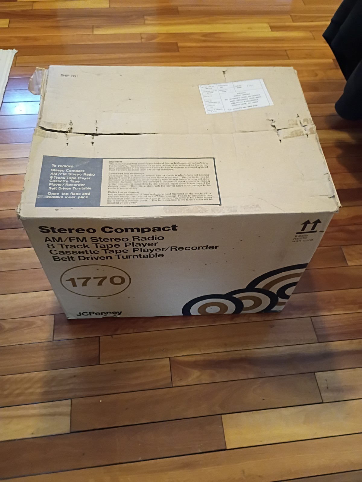 JCP 683-1770 receiver with turntable, cassette, 8 track and tuner, stereo system