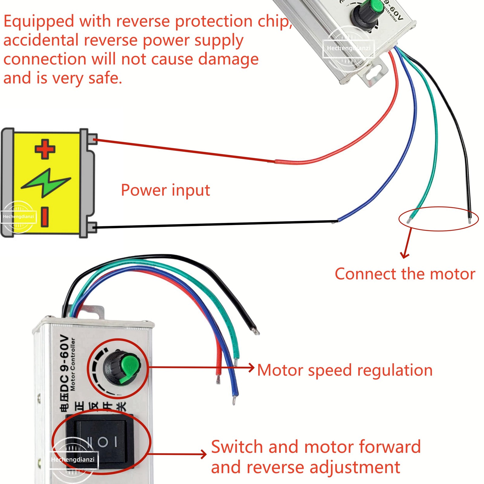 DC Speed Regulator Controller 9-60v 12v 24v for Electric Motor Drill Speed Re...