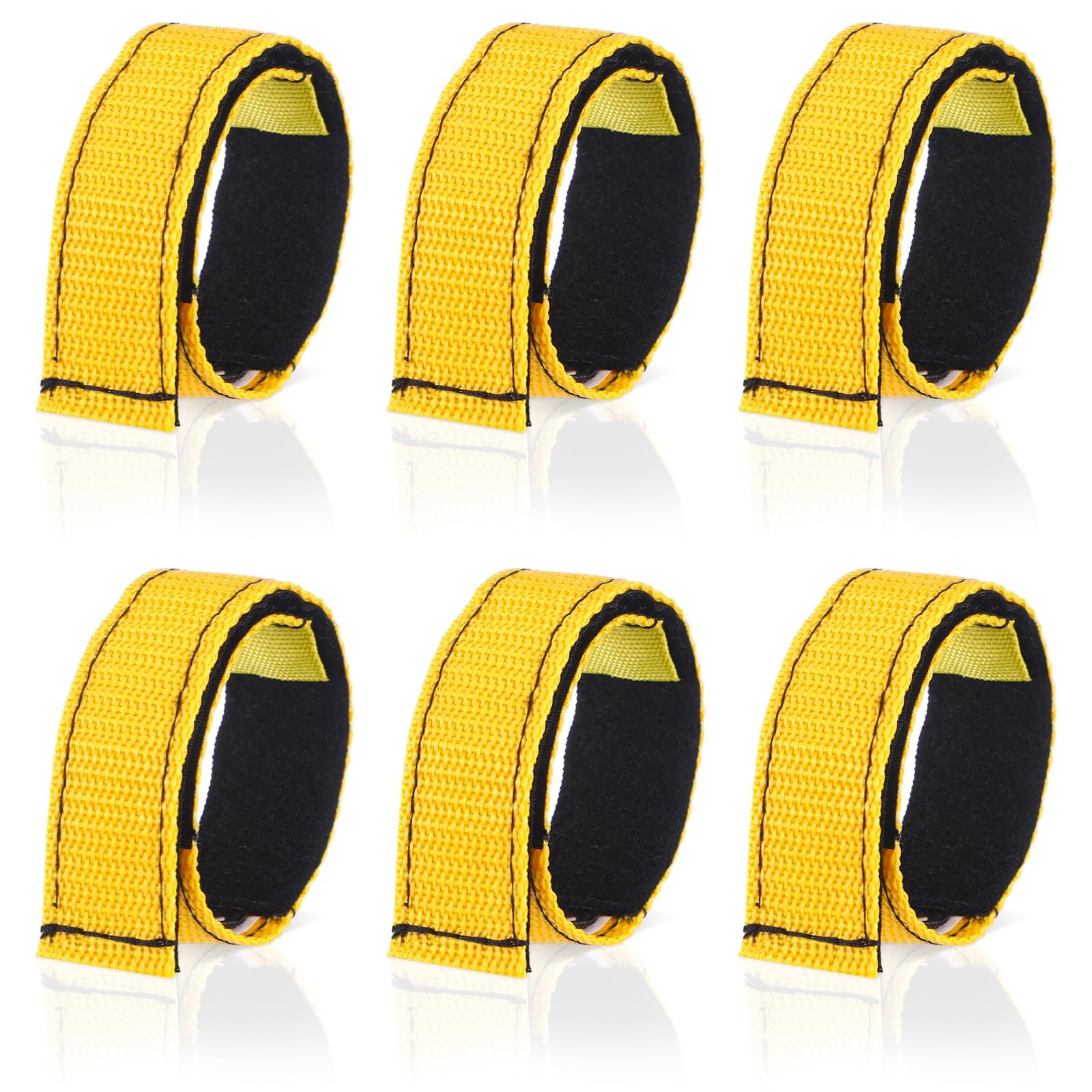 6 Pcs Yellow Woven Rope Wraps, Hook and Loop Strap 11.42 Inch Straps with Sew...