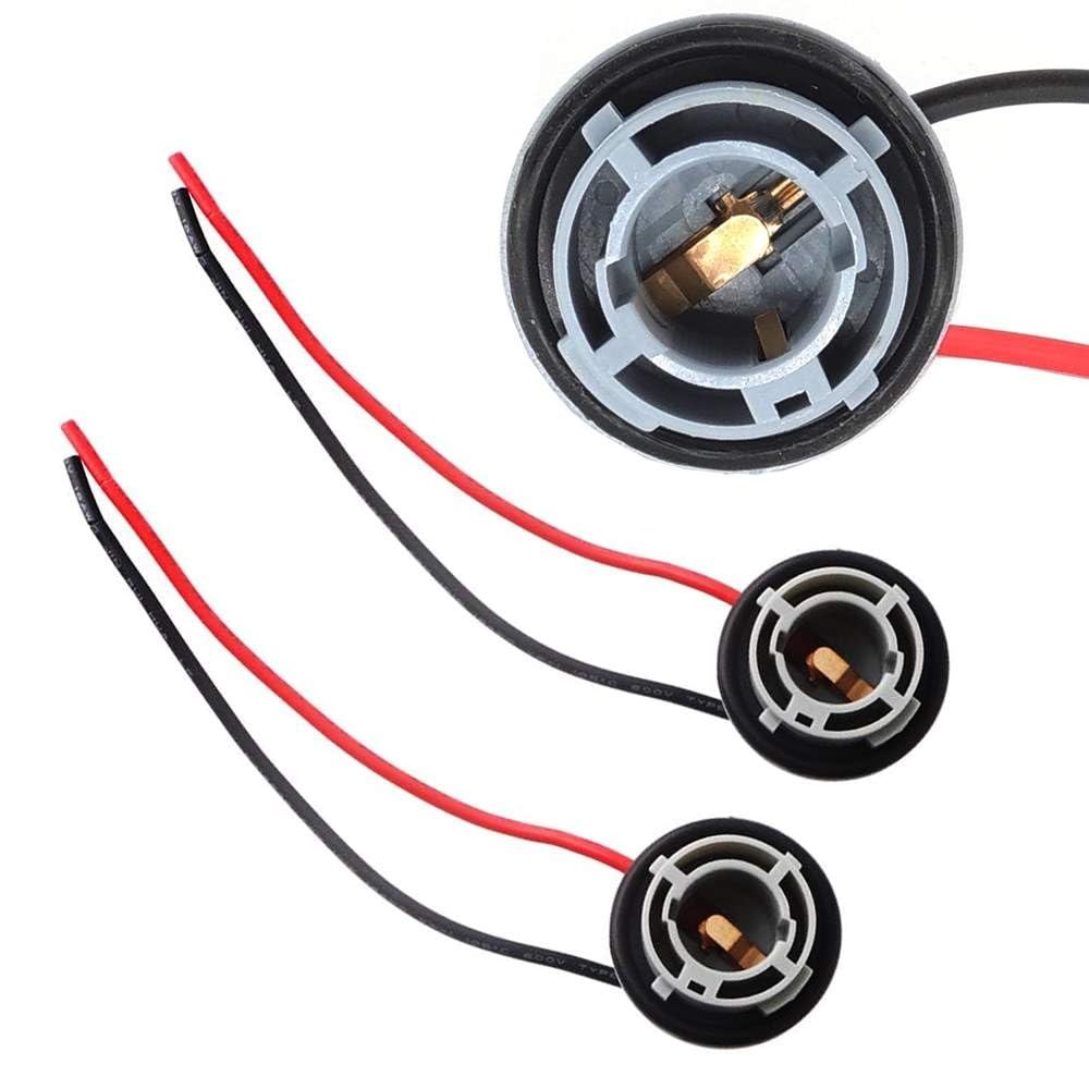(2) 1156 7506 P21W Turn Signal Light Socket Harness For LED/Incandescent Bulbs