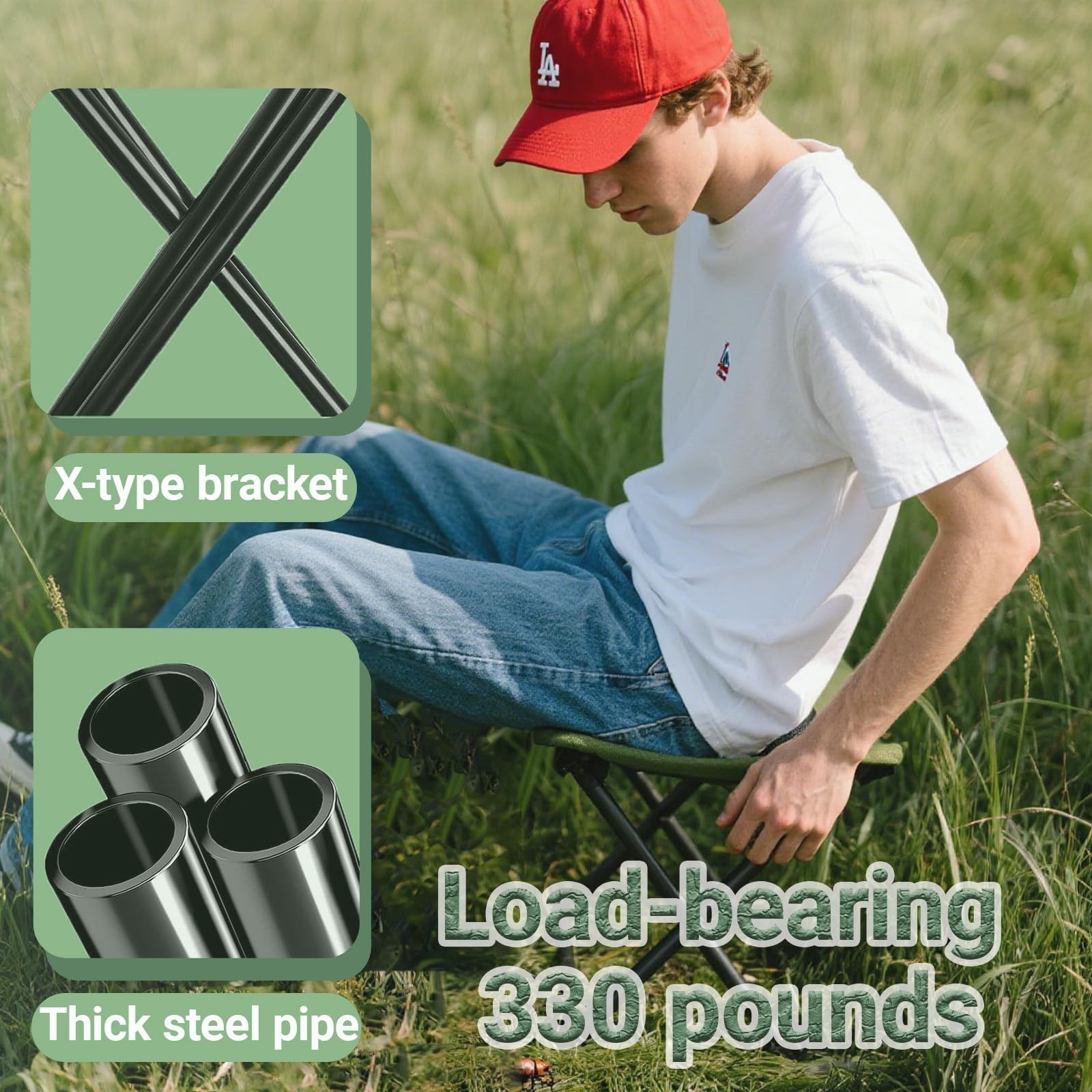 Nicerice Portable Foldable Backpack Stool,Tiny Foldable Stool which can Turne...
