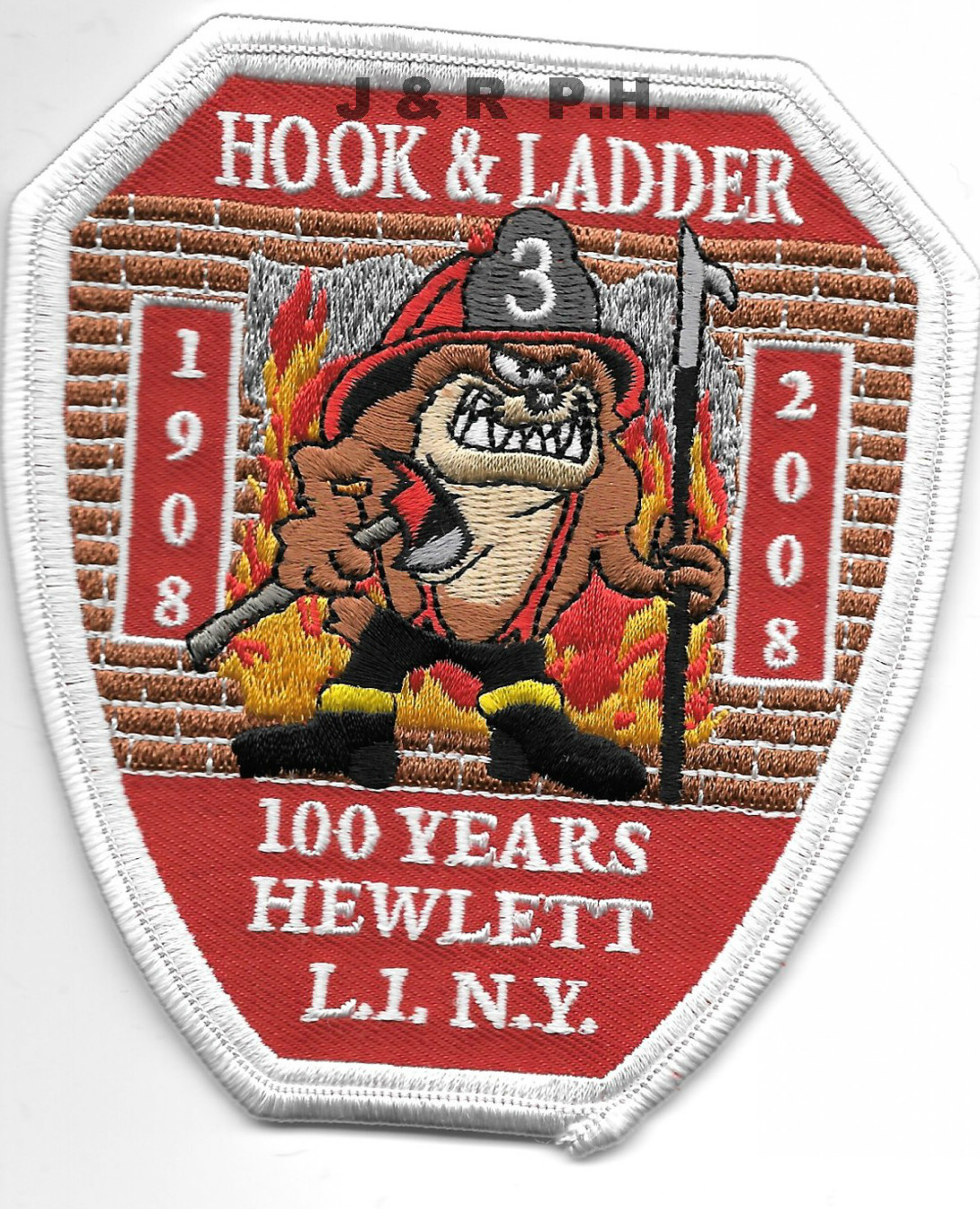 Hewlett  Hook & Ladder-3 "TAZ - 100 Years", New York (4" x 4.5" size) fire patch