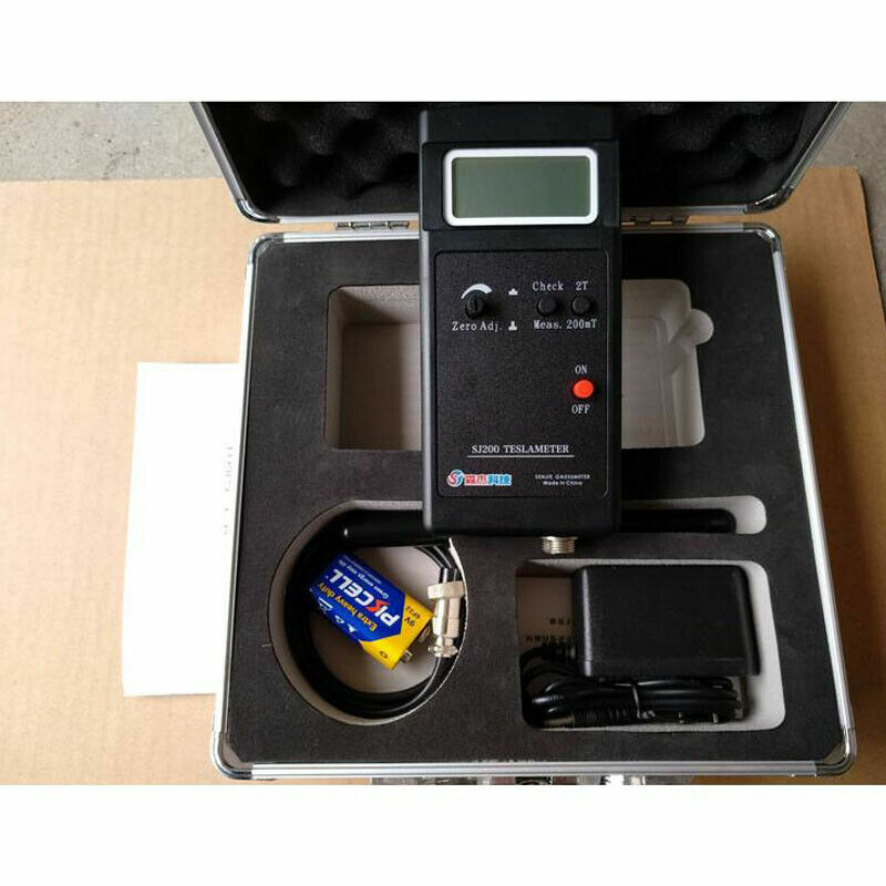 Gauss Meter Tesla Meter Magnetic Flux Meter 0.1mT / 1mT with Power Supply SJ200