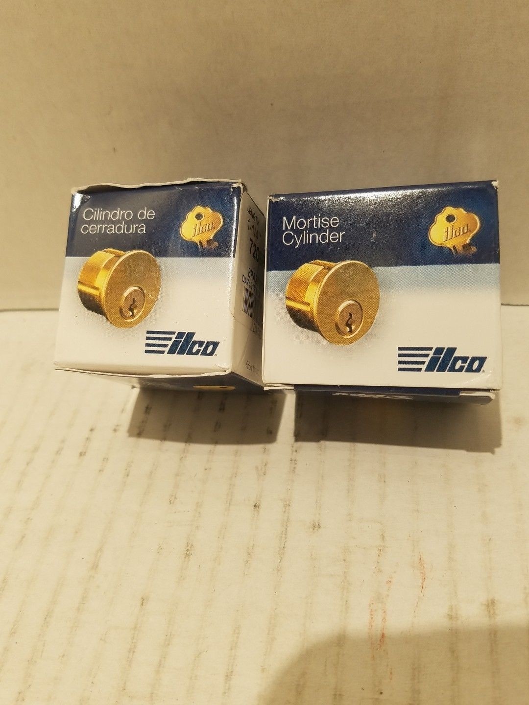 ILCO 7206FA3-03-KA BRASS MORTISE CYLINDER W KEYS-1 1/4"-FA-03--LOT OF 2