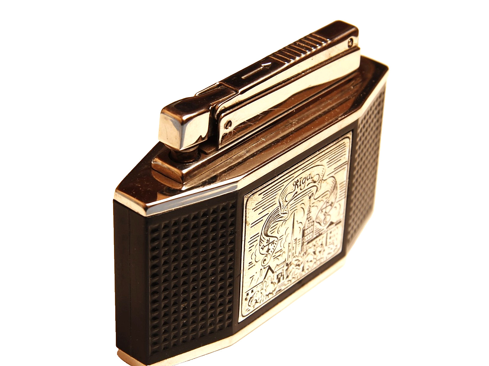 Vintage fully functional Riga Desk Lighter in black color - USSR 1970