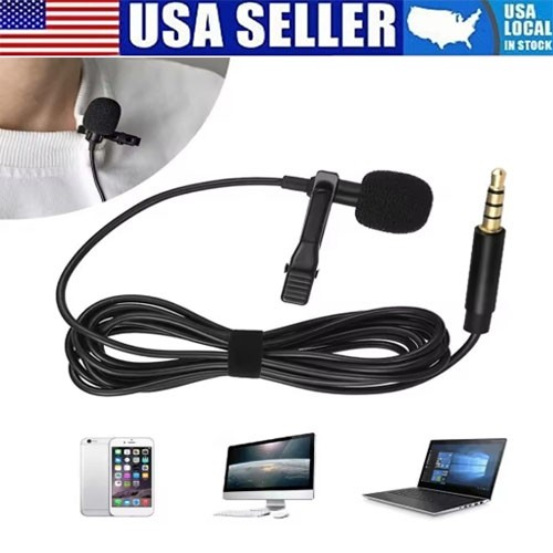 Omnidirectional Lapel Lavalier Microphone Clip-on Condenser Mini Iphone Android
