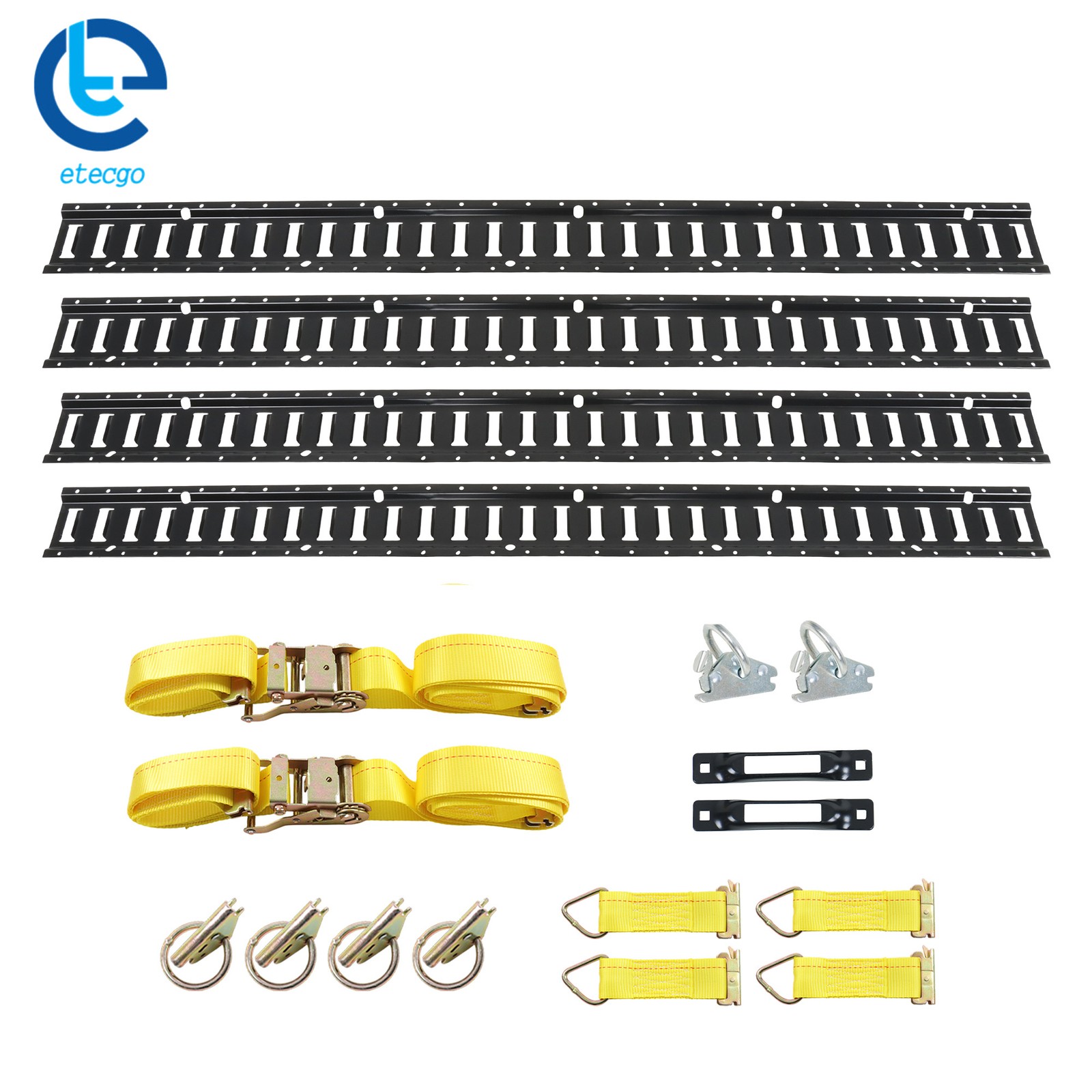 18 Pcs 5 Ft Black E Track Rails Kit, Matte Finish Fit For Secure Loads Transport