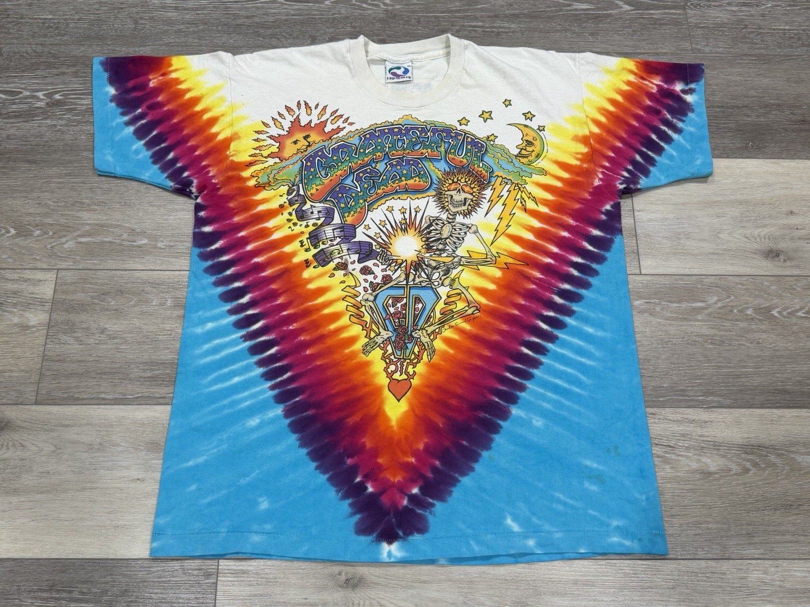 Men Original 1992 Liquid Blue Grateful Dead Summer Tour Tie Dye Shirt Size XL