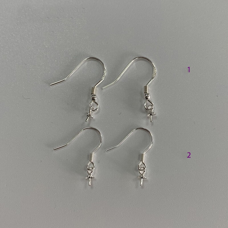 925 Sterling Silver Ear Wire Hook Earring with Cup Peg for Half Drilled Pearls