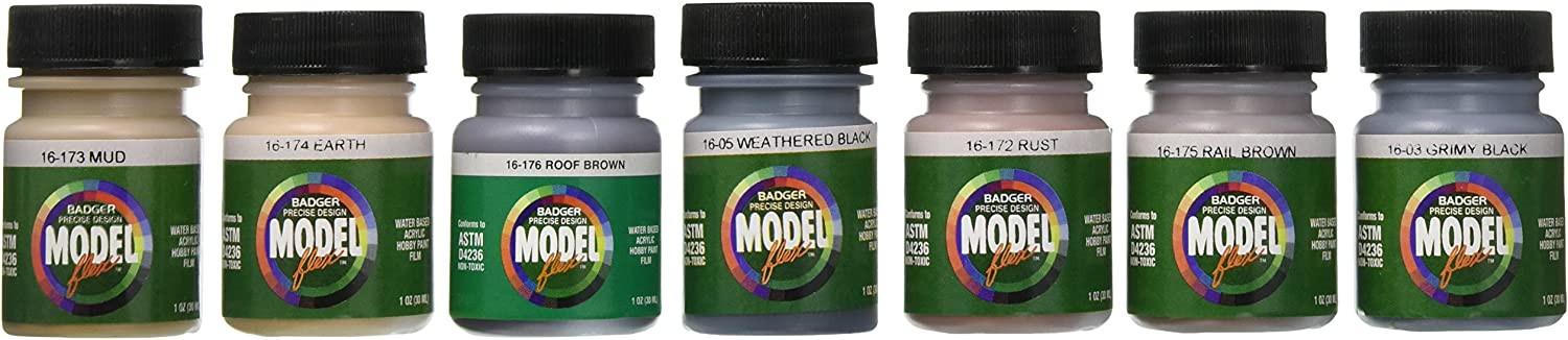 BADGER Modelflex Railroad Airbrush Paint-Weathering Colors