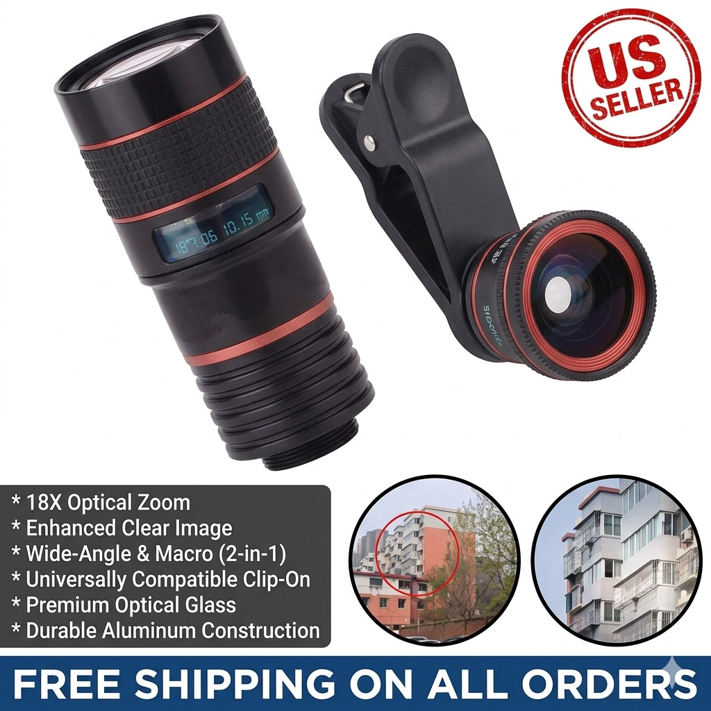8X HD Telephoto Lens Clip On Cell Phone Zoom Camera Lens for iPhone & Android