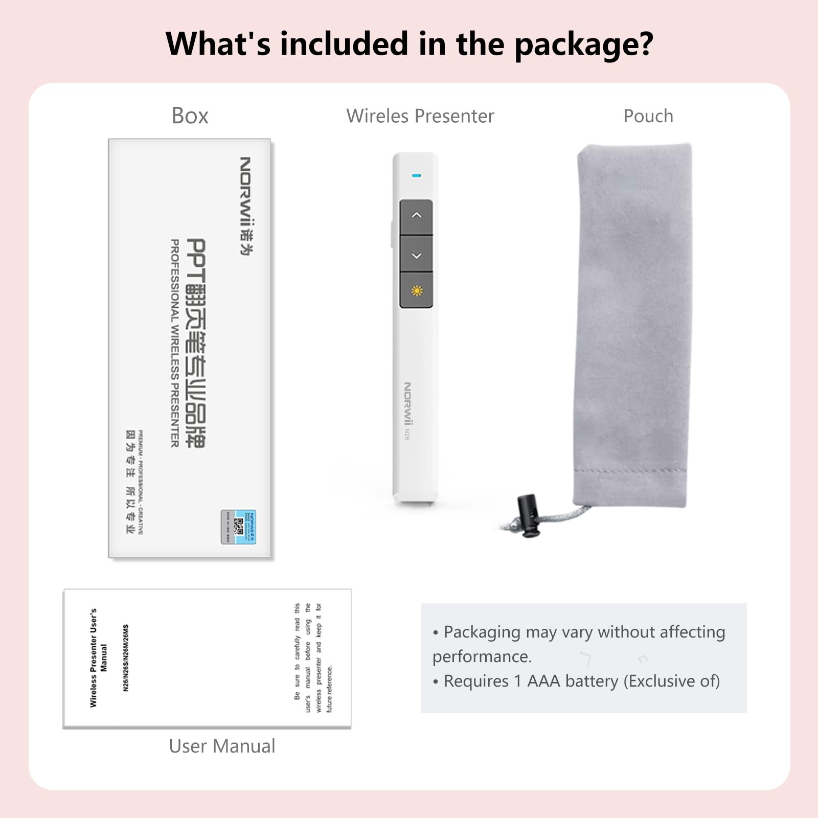 N26 Wireless Presentation Clicker, Presentation Remote, PowerPoint Clicker wi...