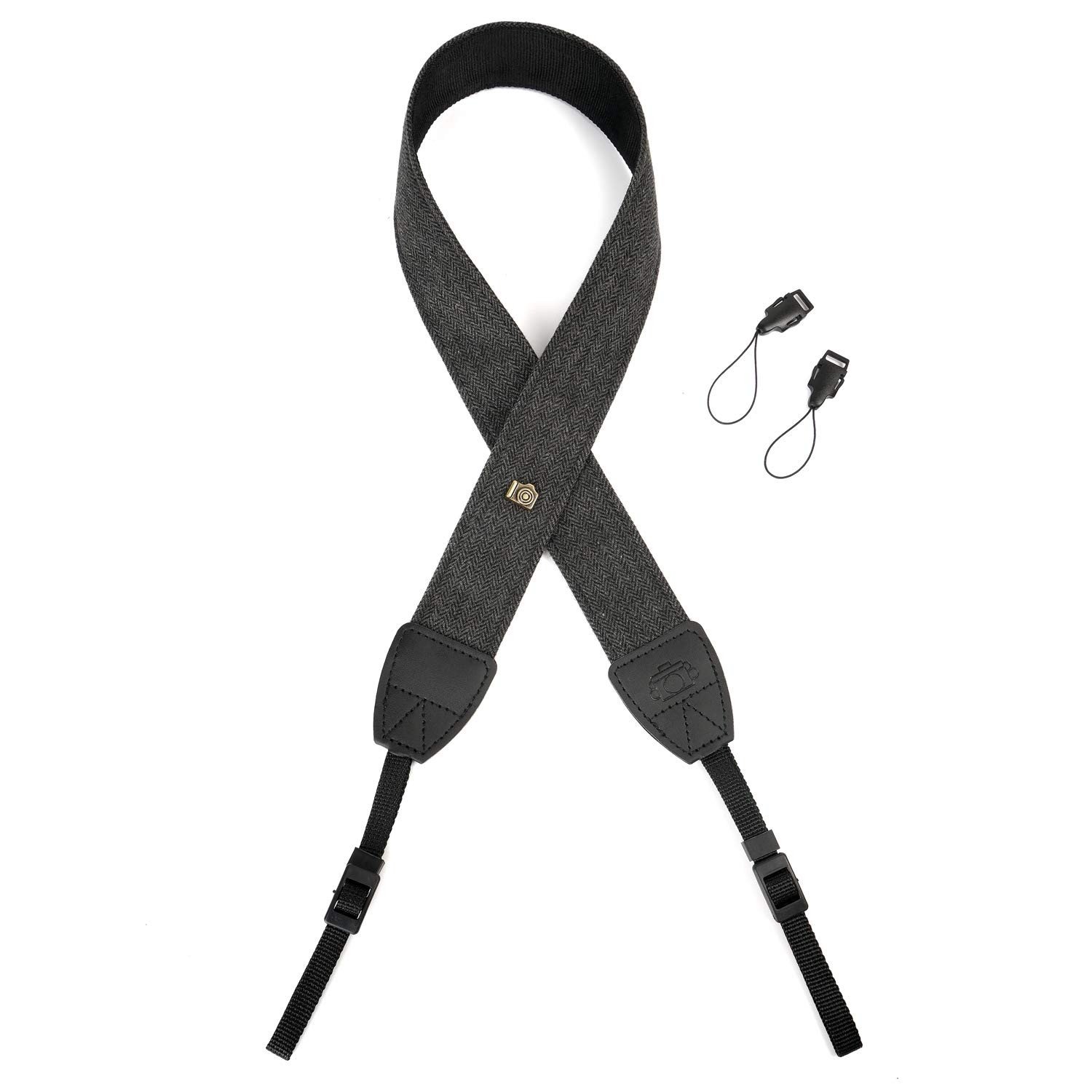 WANBY Camera Strap Black Canvas Neck Shoulder with Quick Black,