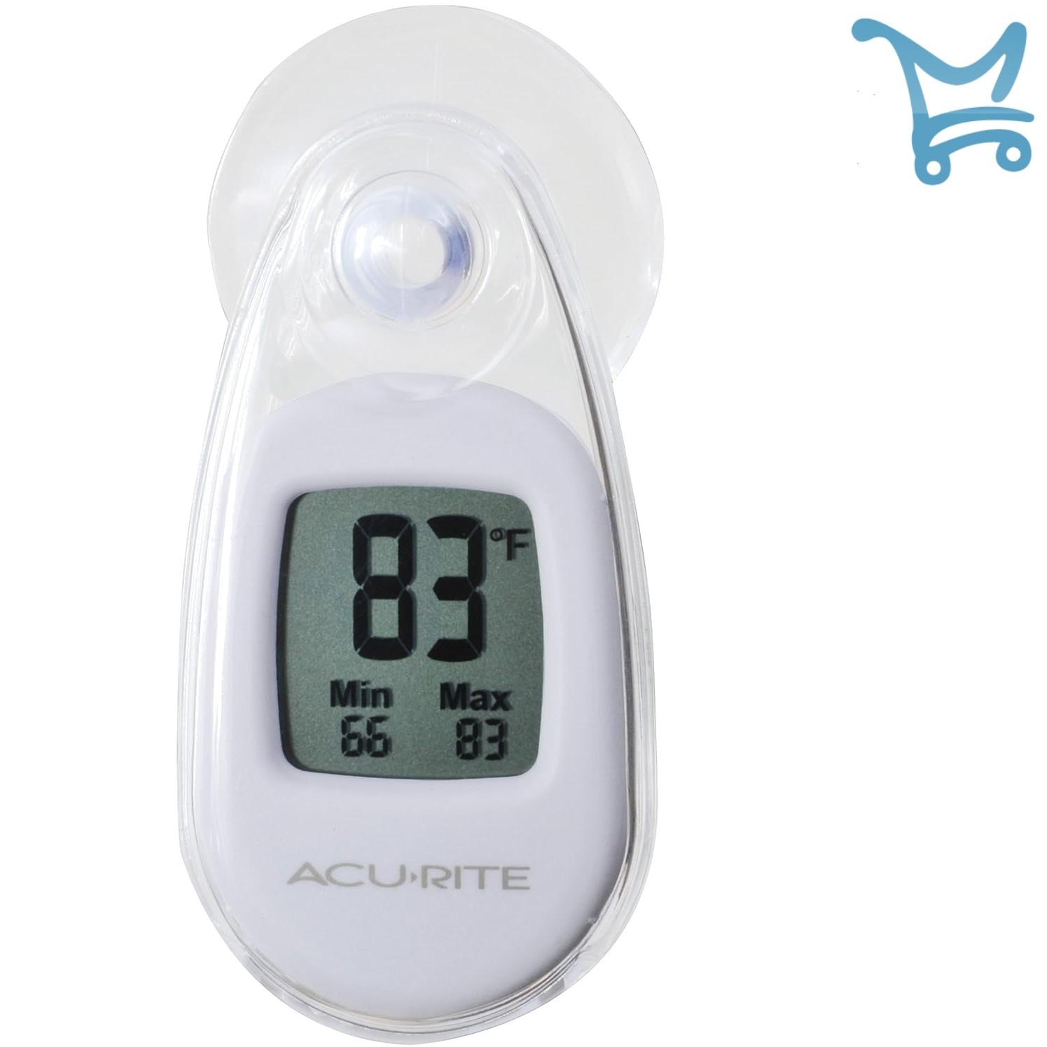 Suction Cup Thermometer White LCD Indoor Outdoor Temperature Reversible