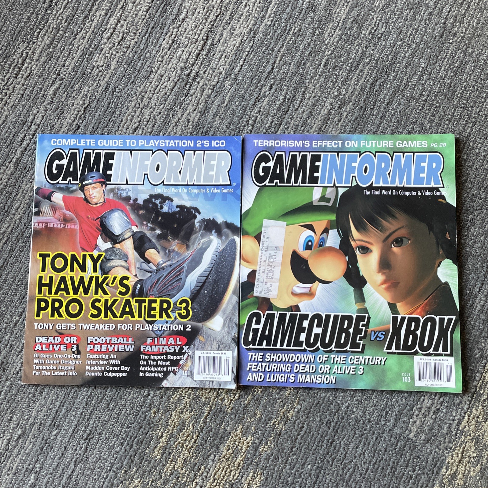 Vintage Game Informer Magazine Lot Of 2 Tony Hawk Luigi’s Mansion Mario Xbox