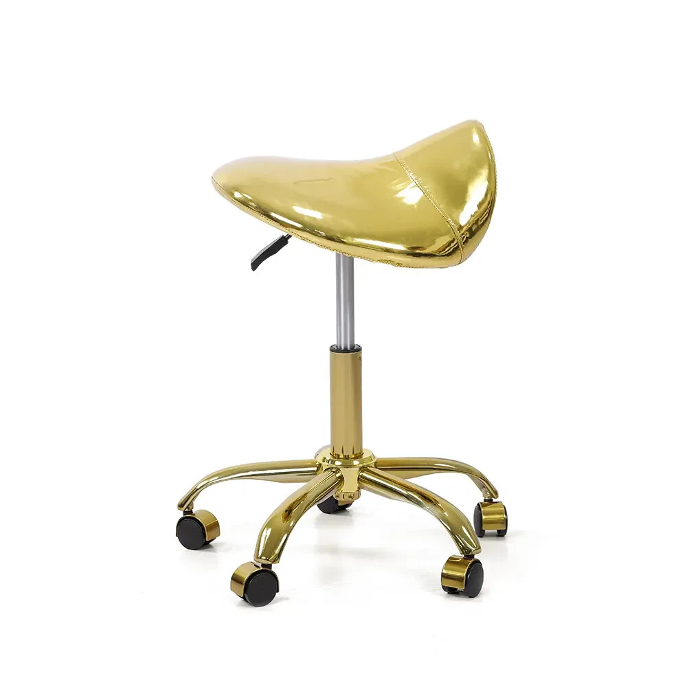 Hydraulic Saddle Stool Gold Rolling Swivel Chair with Wheels Adjustable stool