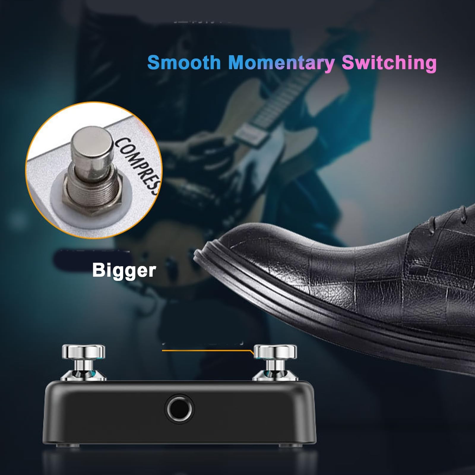 Dual Footswitch Pedal 2-Way Foot Switch Controller Ampero Blue