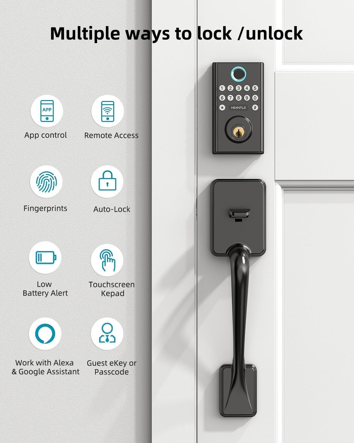 Front Door Lock Set with Handle WiFi Keyless Entry Digital Keypad Smart Deadbolt