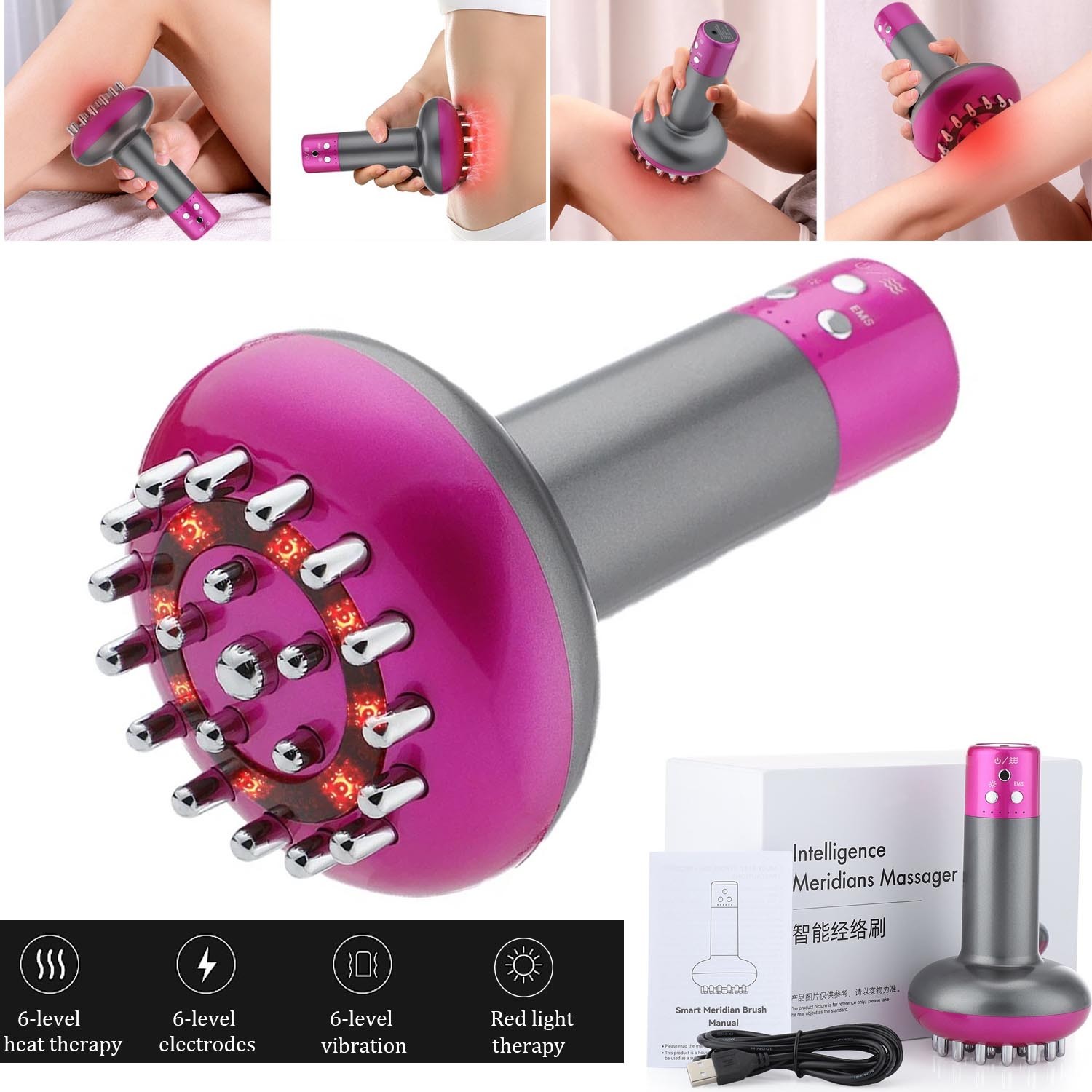 Lymphatic Drainage Machine Meridian Massage Brush Anti Cellulite Body Sculpting