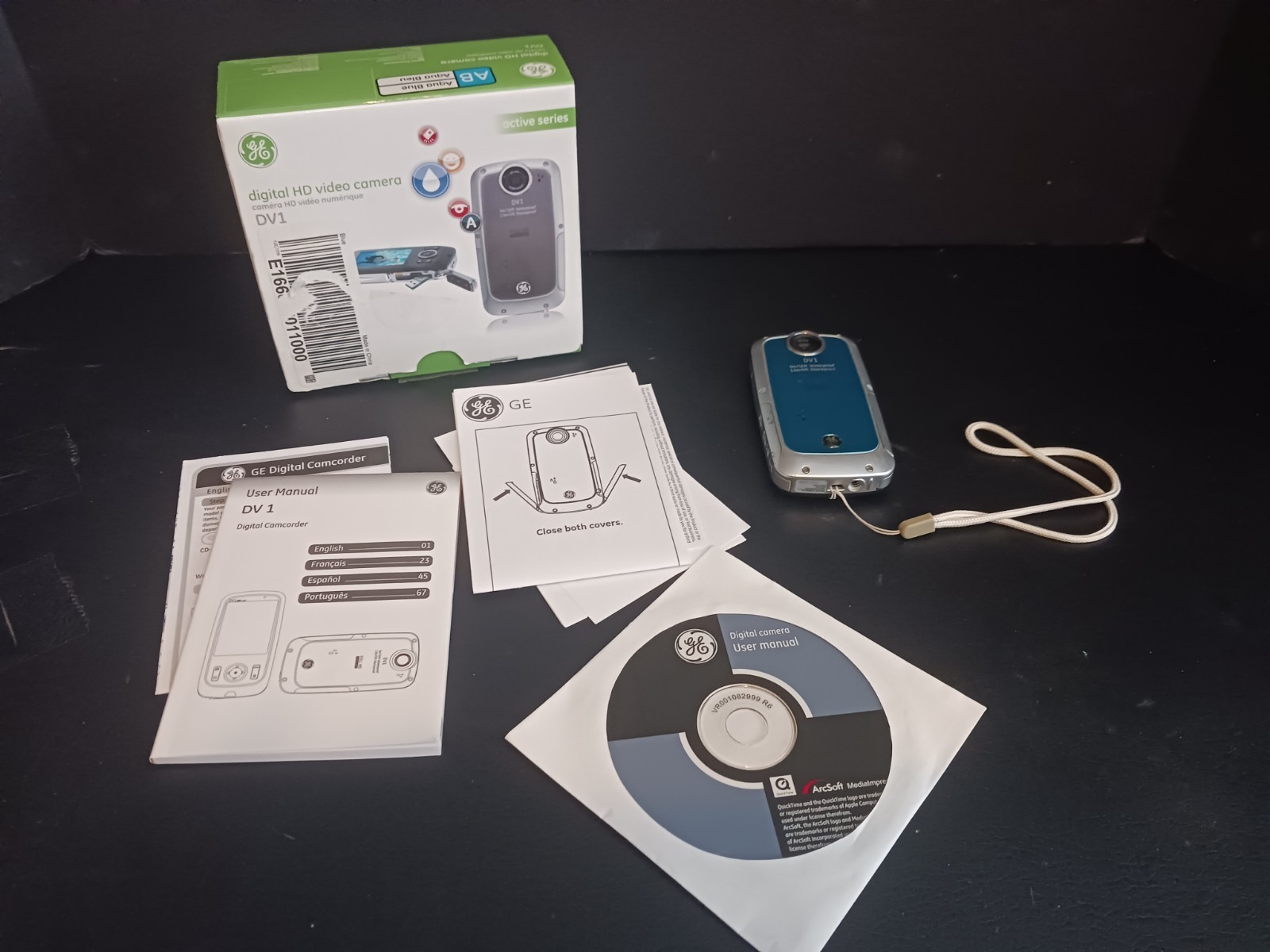 GE Digital DV1 HD 1080P Video Compact Camera w/ Box Manual CD - Tested!