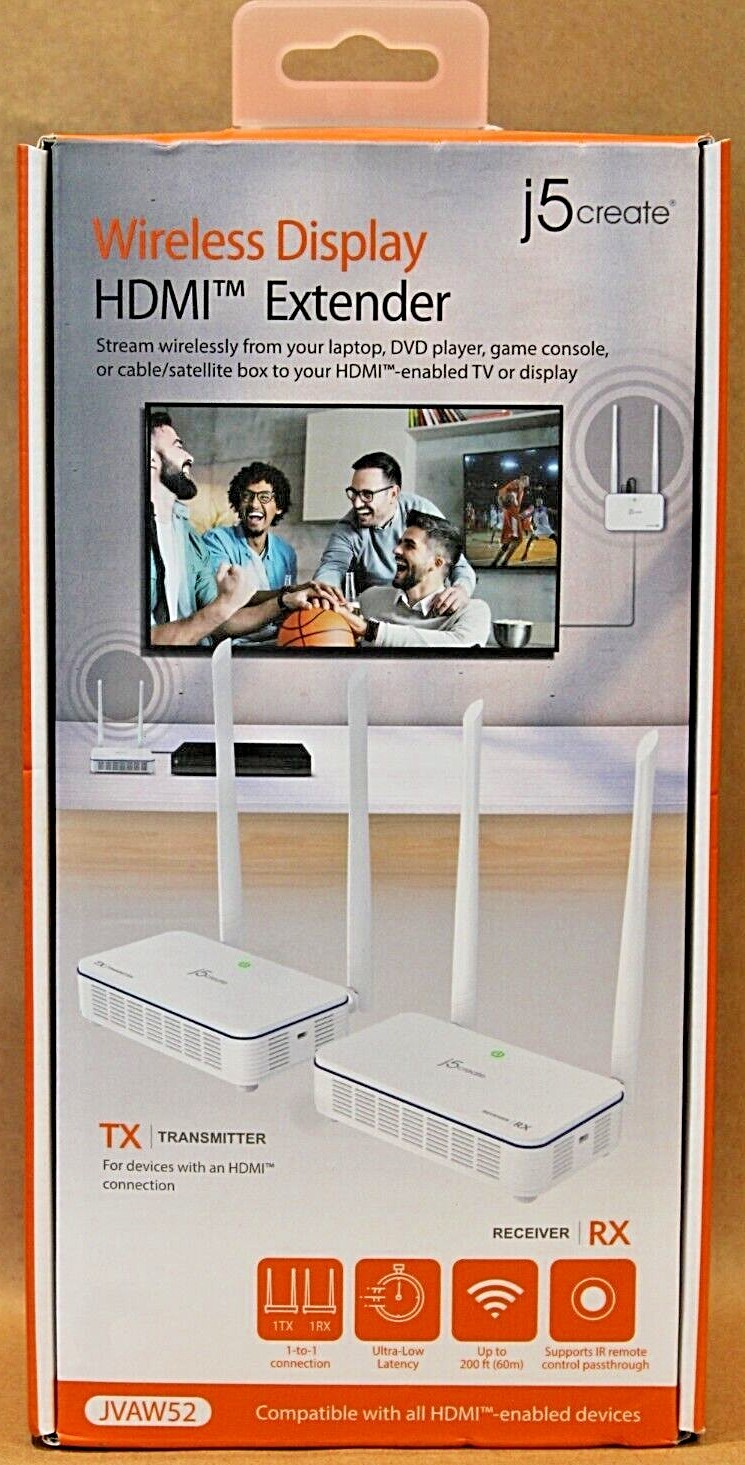 j5create Wireless Display HDMI Extender JVAW52 White - New