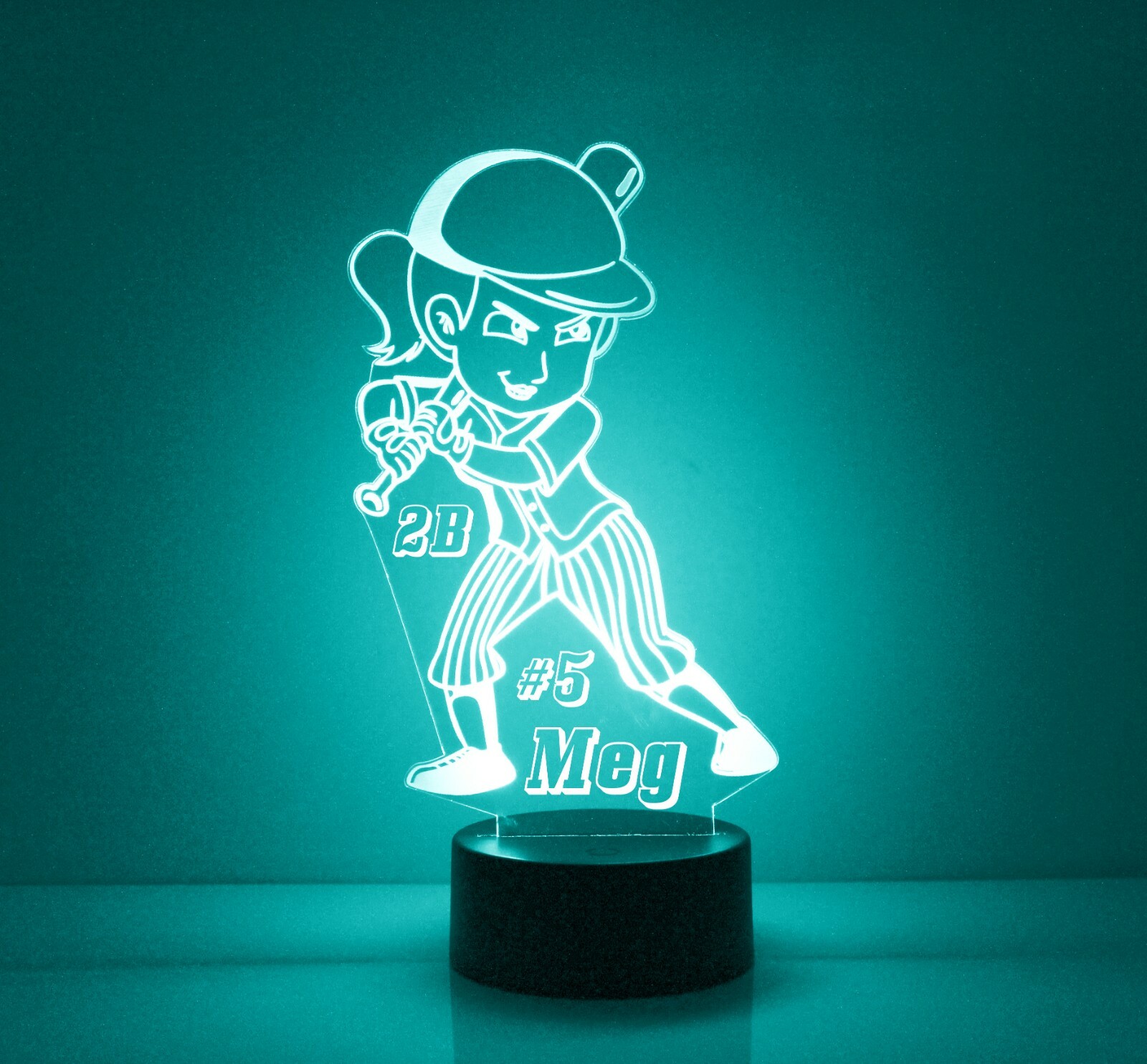 Girls Softball Batter - Personalized FREE - Light Up w/remote LED Night Light 