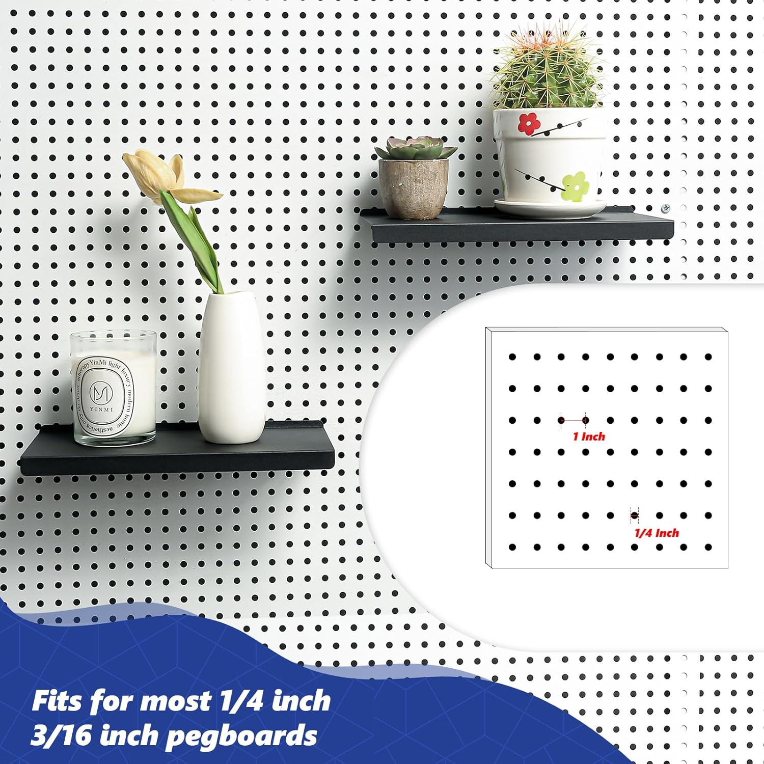 20-Pack Metal Pegboard Shelves, 10x4.3 Inch Black Display Storage Solutions