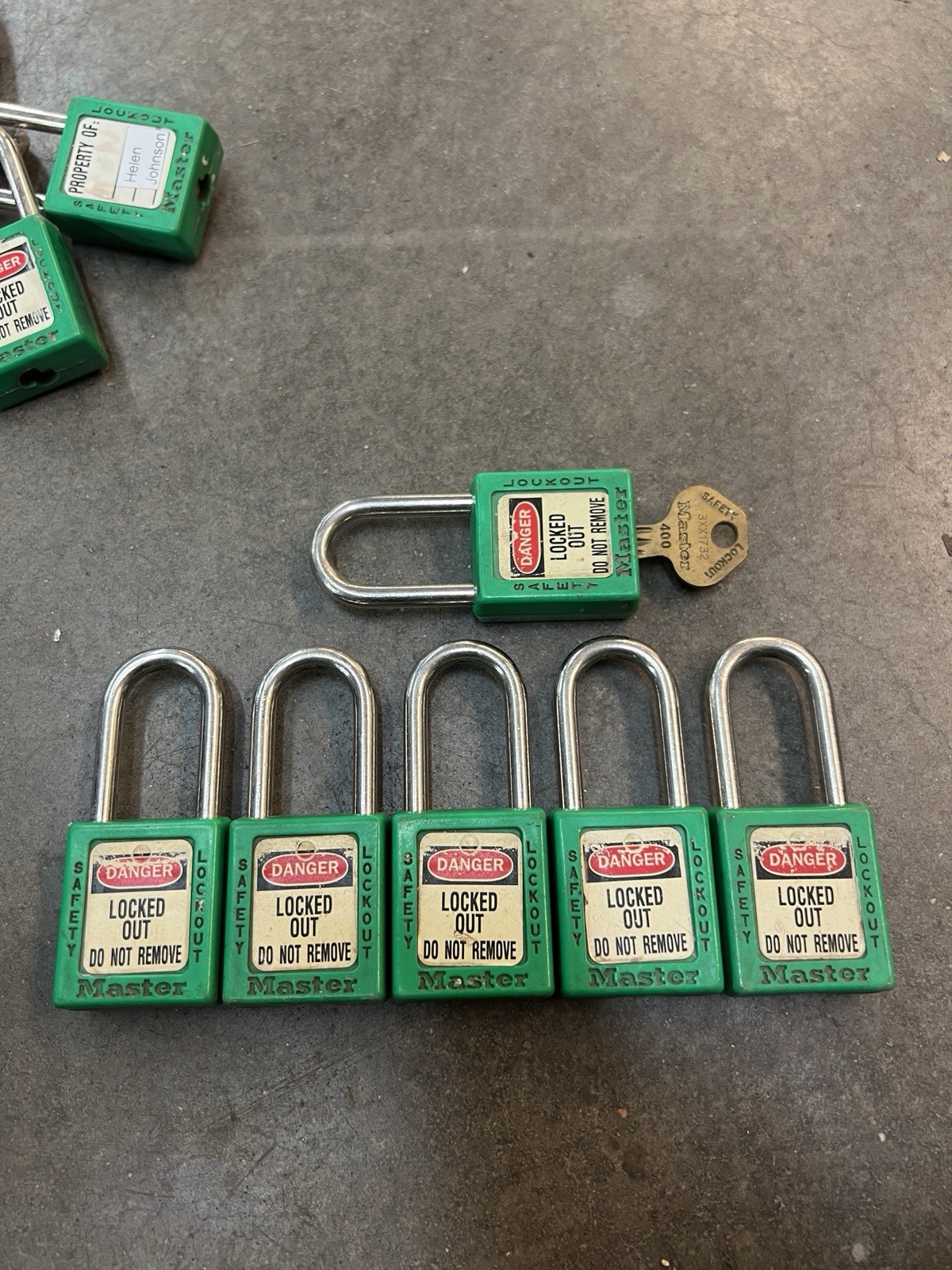 (6) Master Lock 410 GREEN Safety Lockout Tagout Padlocks LOTO Keyed Alike
