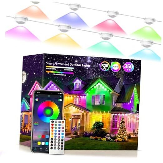 Permanent Outdoor Lights RGB+IC Outdoor String Lights App Control IP67 350ft