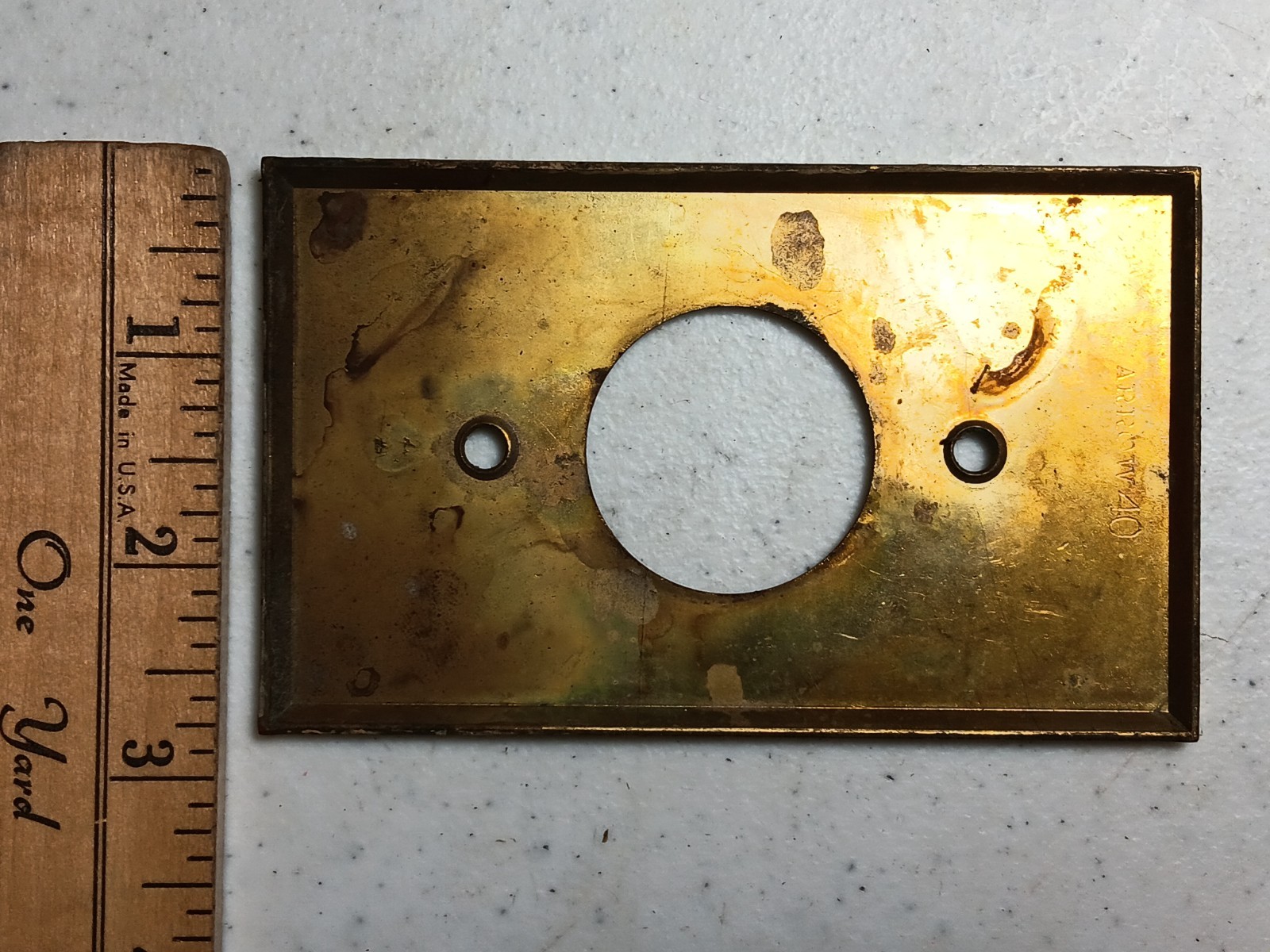 Antique Brass Metal Round Hole Outlet Cover Plate Wall Box Cover Nice Patina