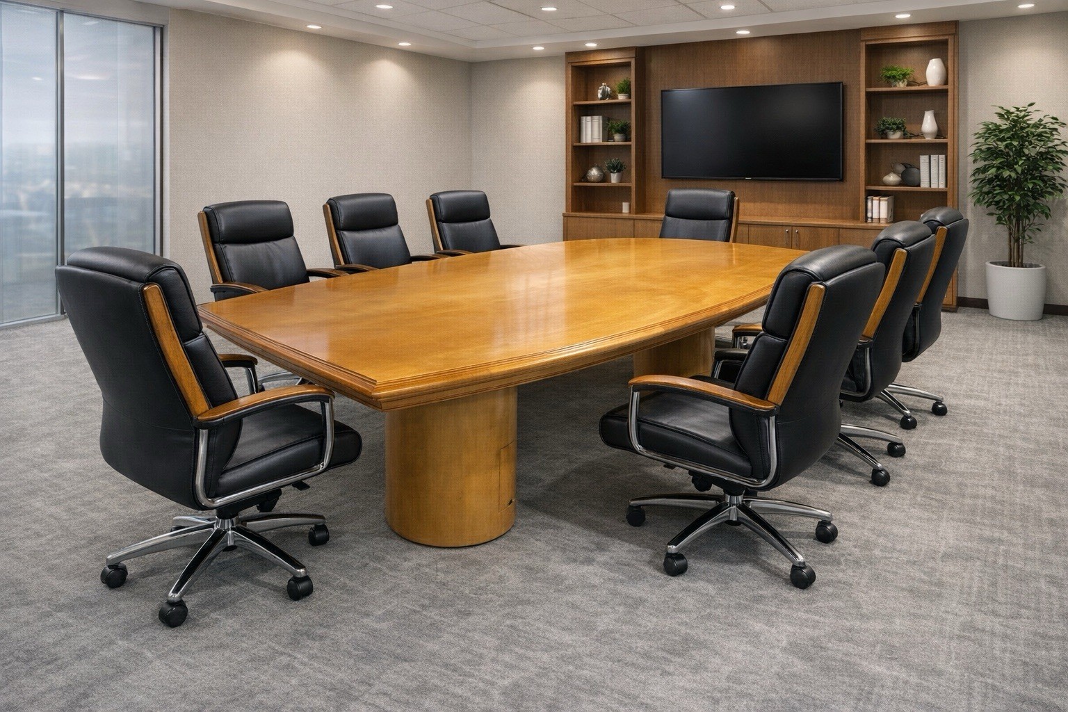 Large Rectangular Curved-Edge  Conference Table