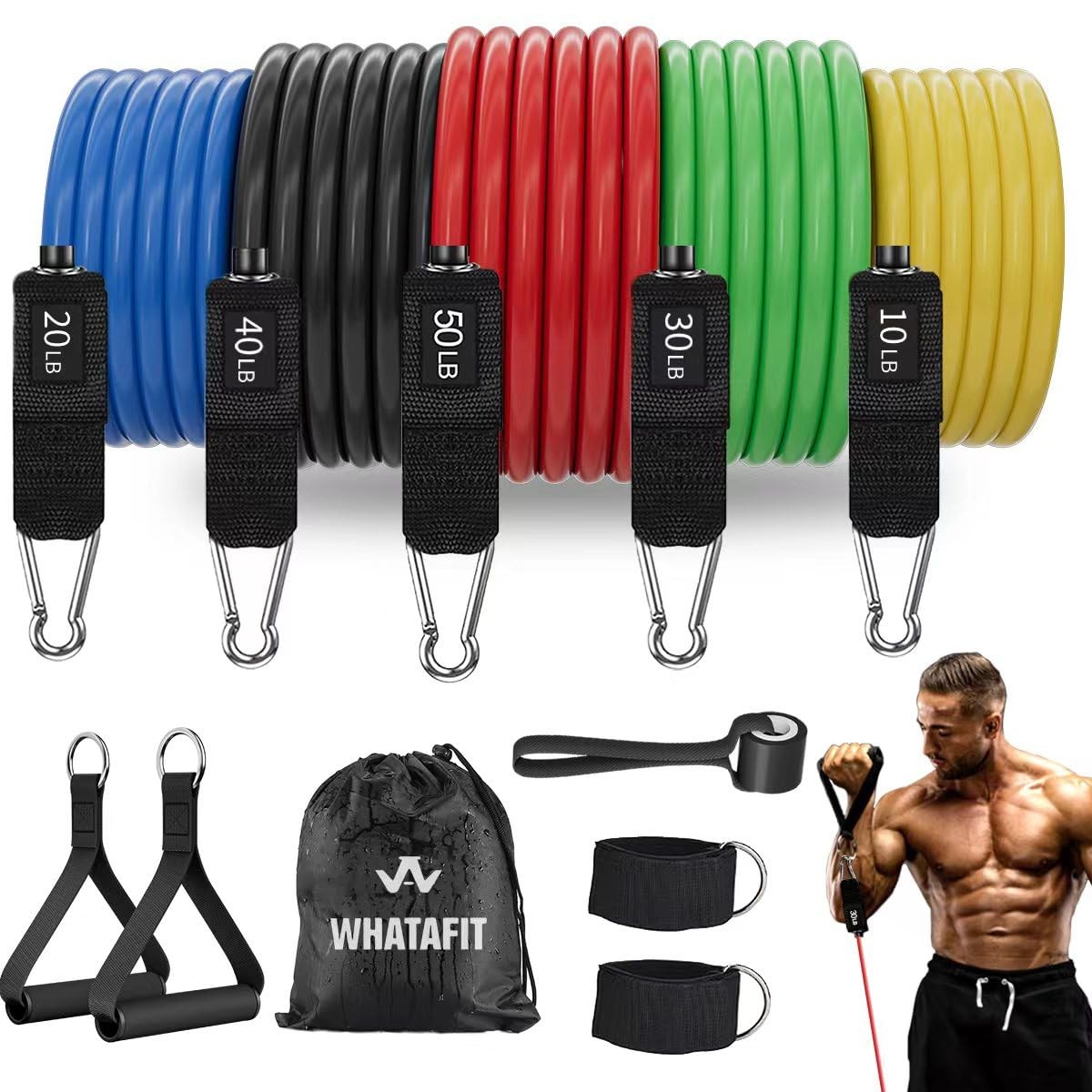 Resistance Bands,Exercise Bands,Workout Bands with Handles,Door Anchor and An...