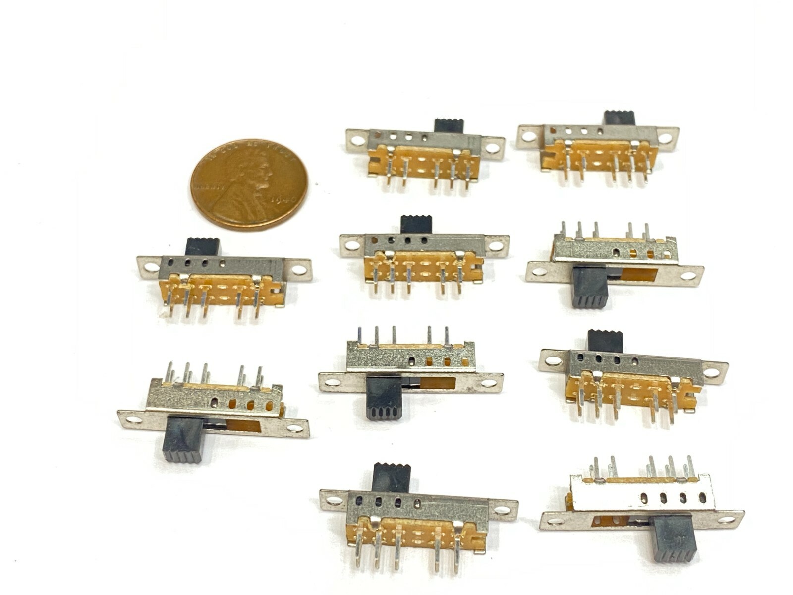 25 Pieces Slide switch SS24E04 2P4T 10pin vertical double row toggle E27