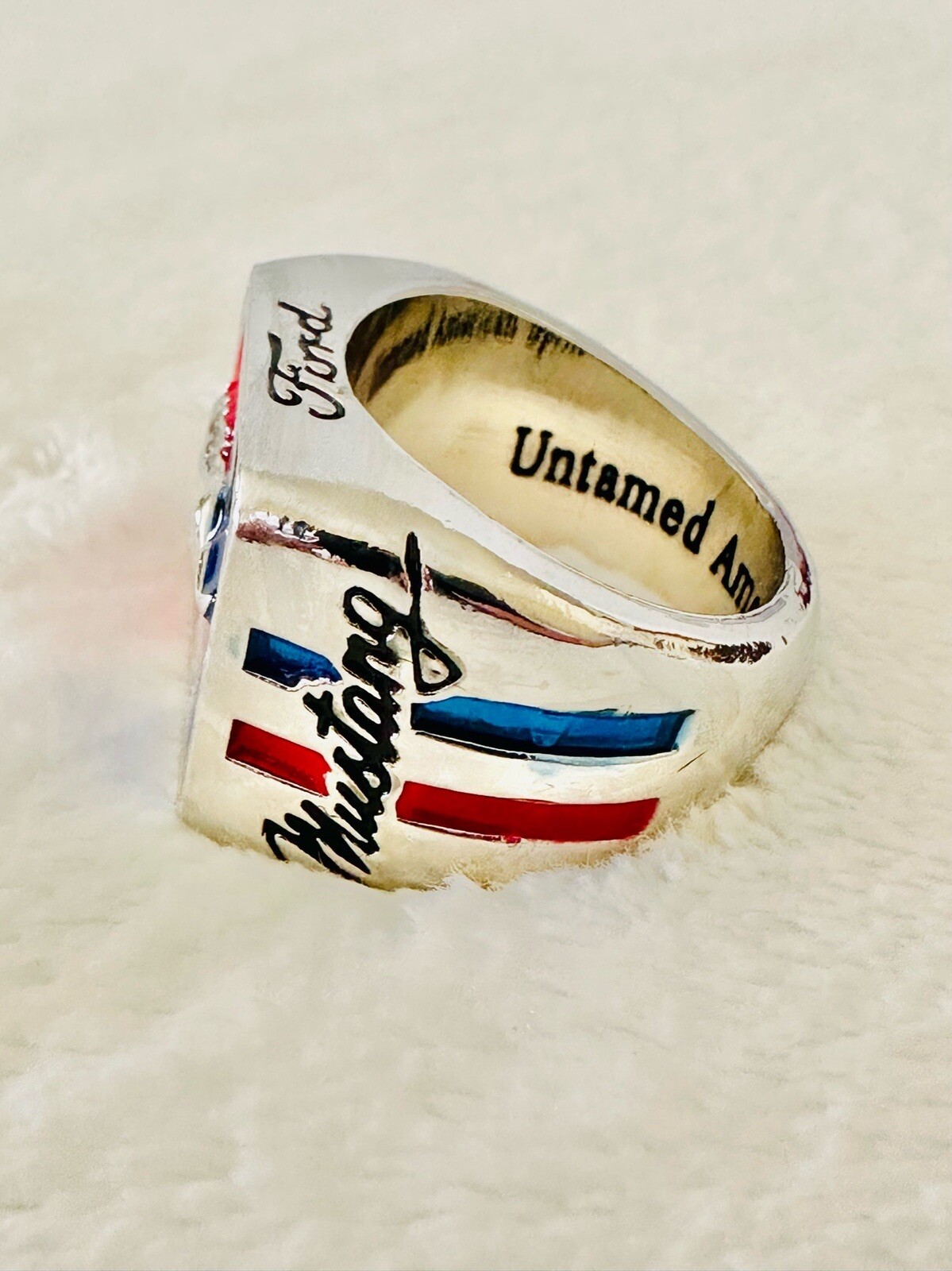 Ford Mustang Inspired Silver Ring, USA SHIP