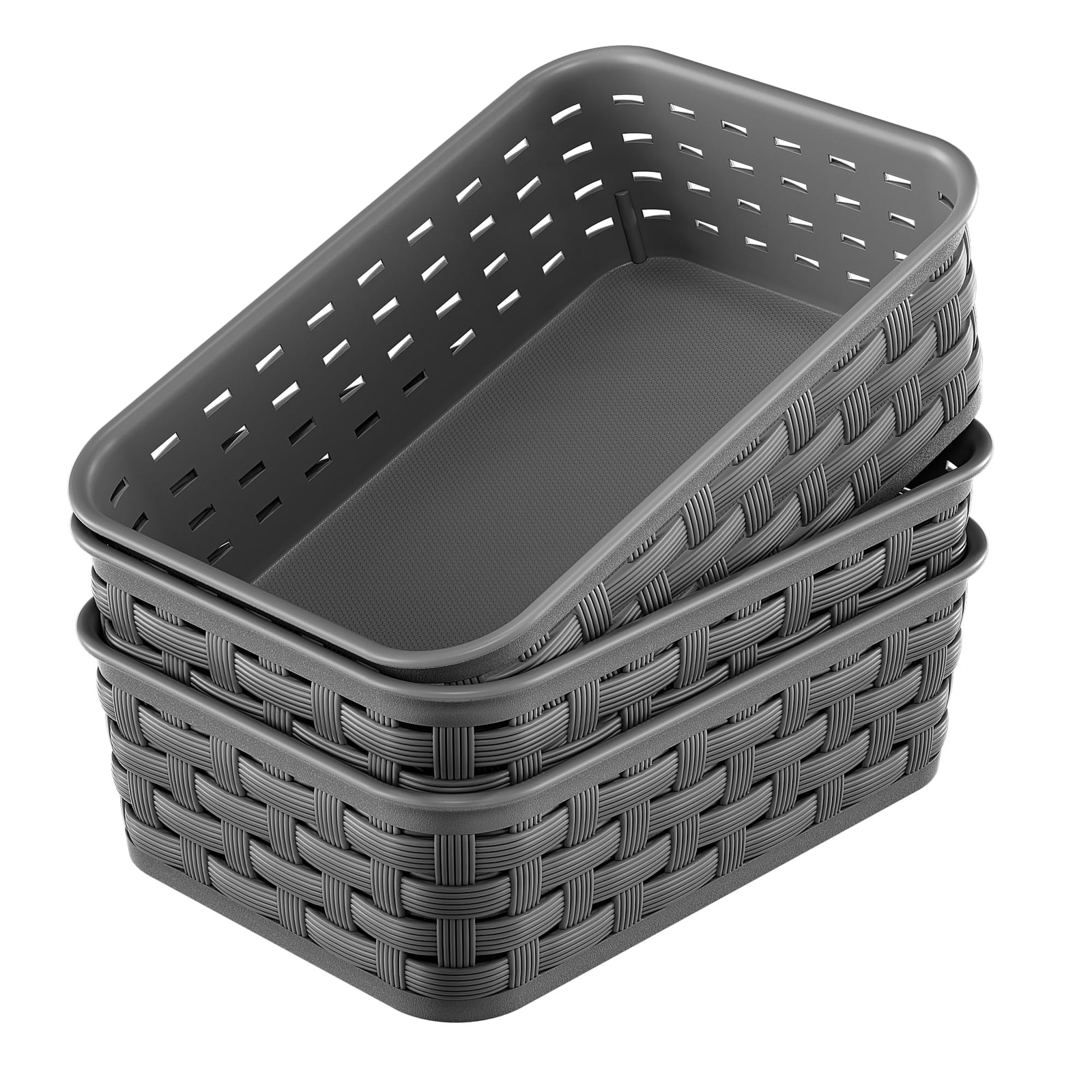 3 Pack Small Plastic Basket, Storage Bin Baskets for Organizing, Pantry Organ...