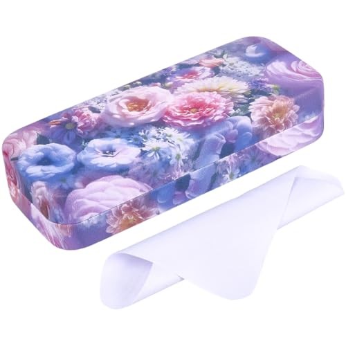 Glasses Case Hard Shell Eyeglass Case Pu Leather Eyeglass Sunglasses Flower