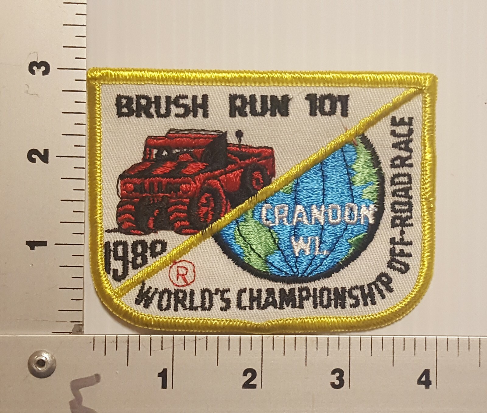 1980's BRUSH RUN 101 WORLD CHAMPIONSHIP OFF-ROAD RACE VINTAGE EMBROIDERED PATCH