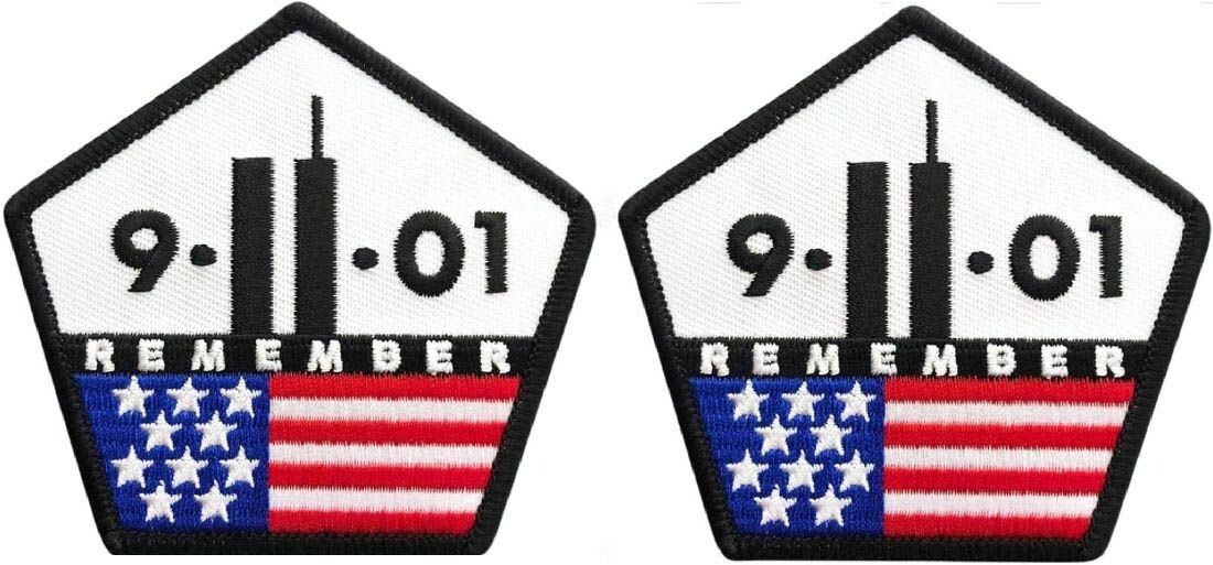 9 11 Remember Twin Towers 911 Embroidered PATCH  | 2PC  iron on or Sew on  3"