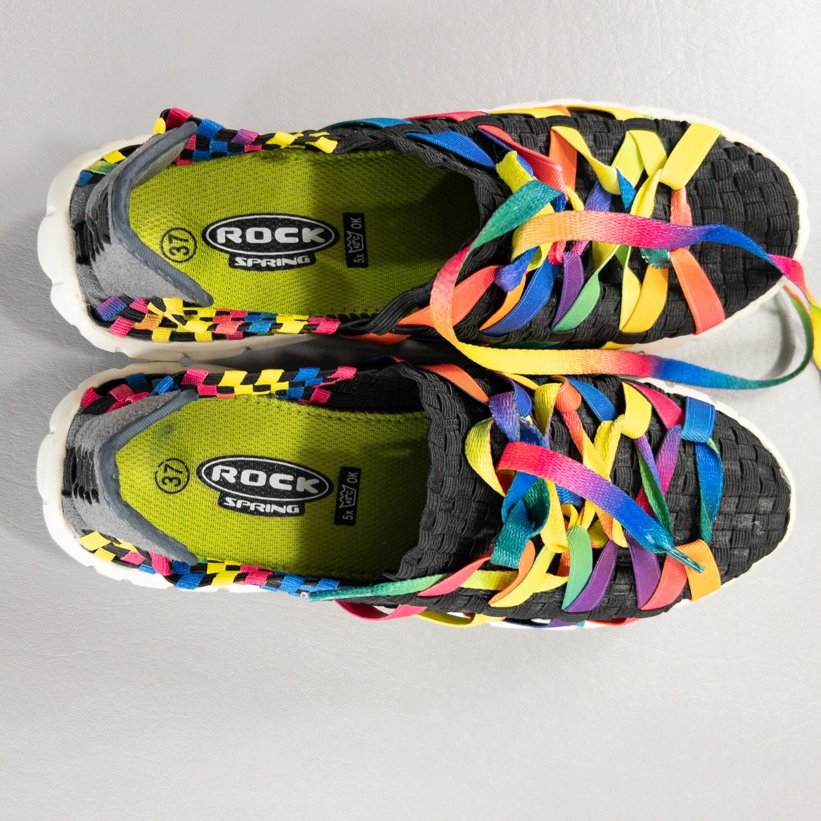 Rock Spring Comfort Shoes Womens Size 37 Handmade Multicolor Woven Sport Sneaker