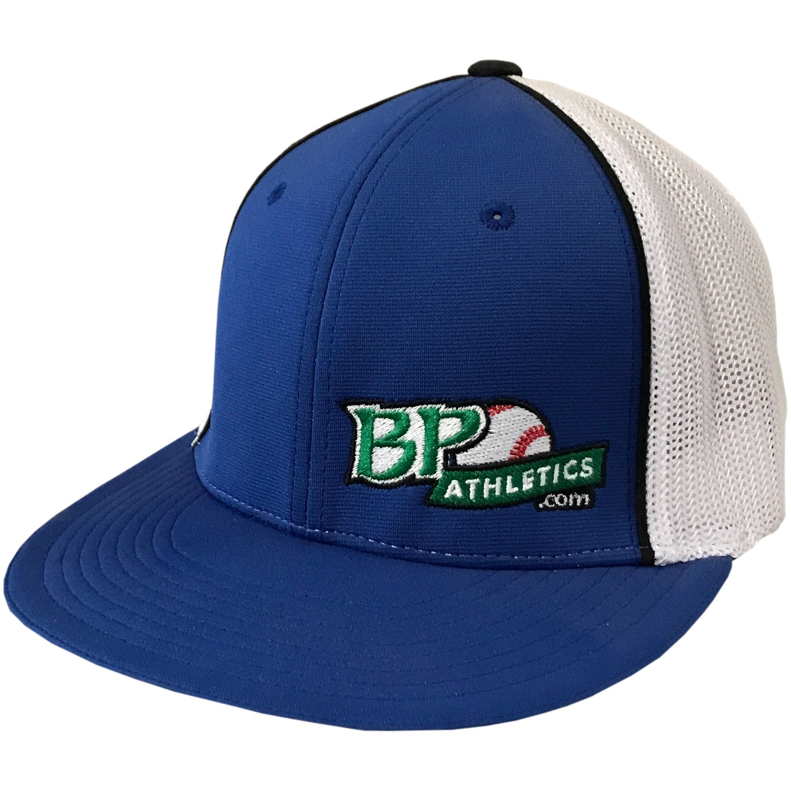 BP Athletics Flat Bill Baseball/Softball Flex-Fit Hat - Royal/White/Green - S/M